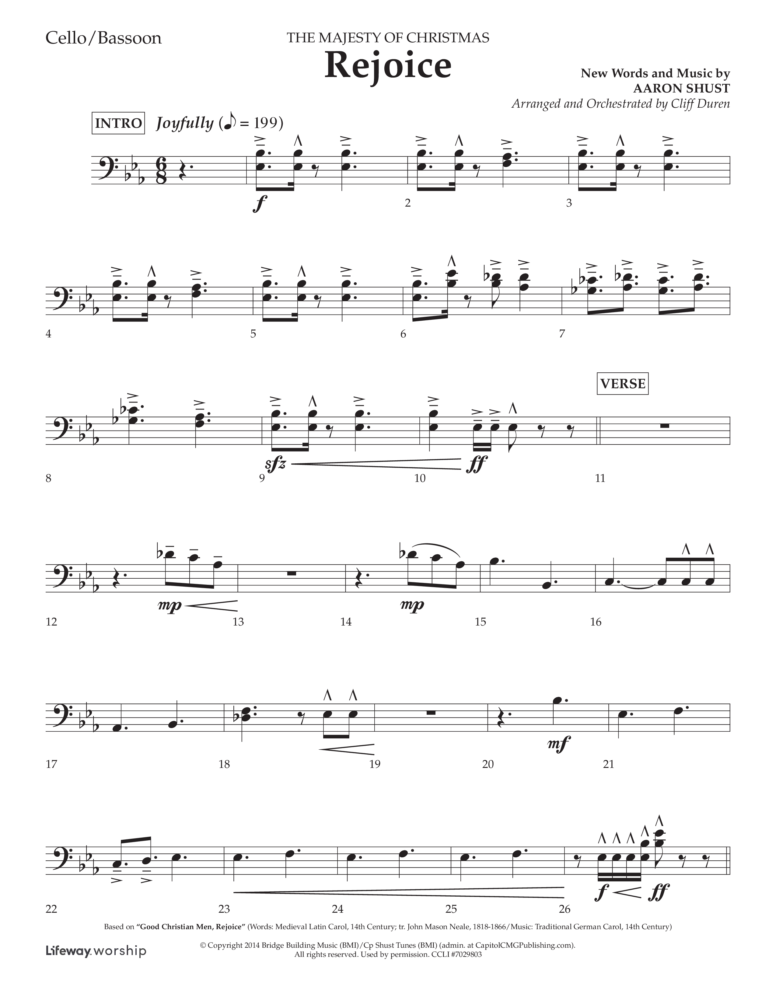 Rejoice (Choral Anthem SATB) Cello (Lifeway Choral / Arr. Cliff Duren)
