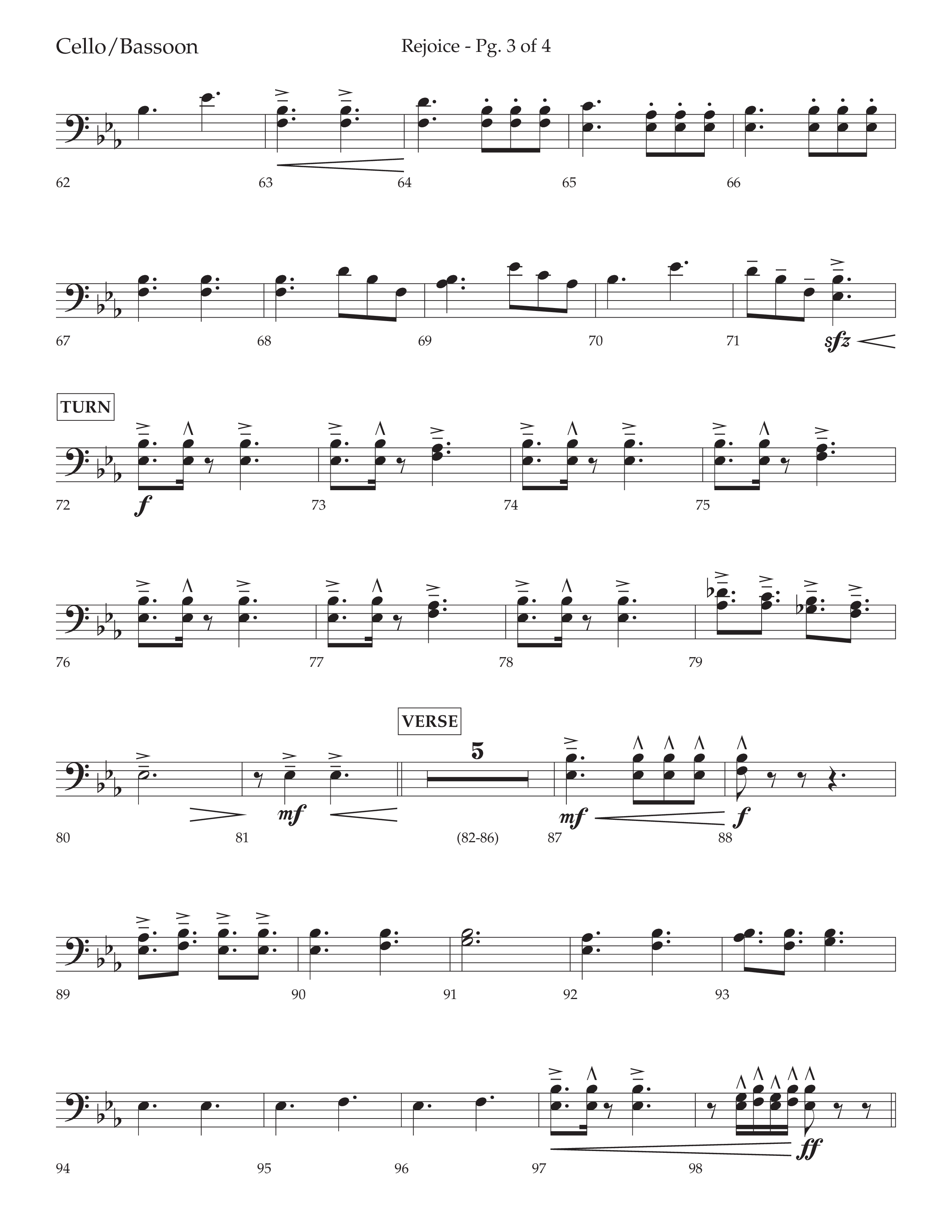Rejoice (Choral Anthem SATB) Cello (Lifeway Choral / Arr. Cliff Duren)