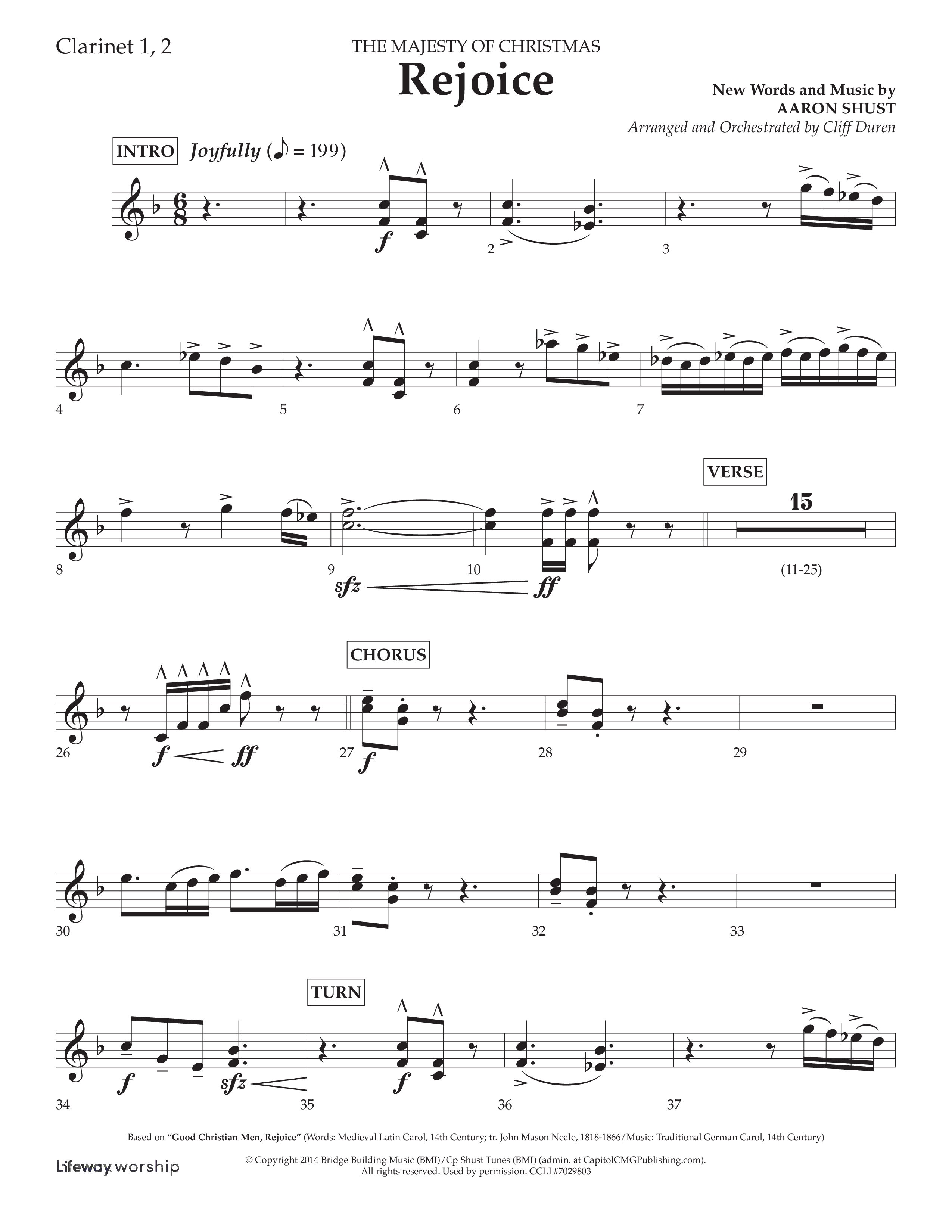 Rejoice (Choral Anthem SATB) Clarinet 1/2 (Lifeway Choral / Arr. Cliff Duren)