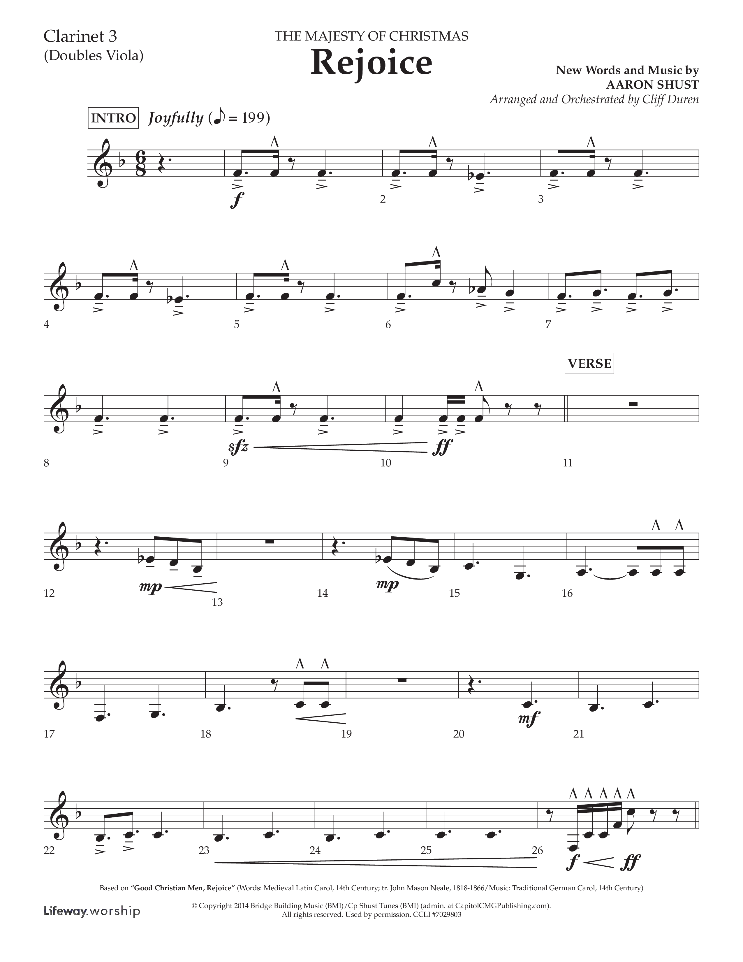 Rejoice (Choral Anthem SATB) Clarinet 3 (Lifeway Choral / Arr. Cliff Duren)