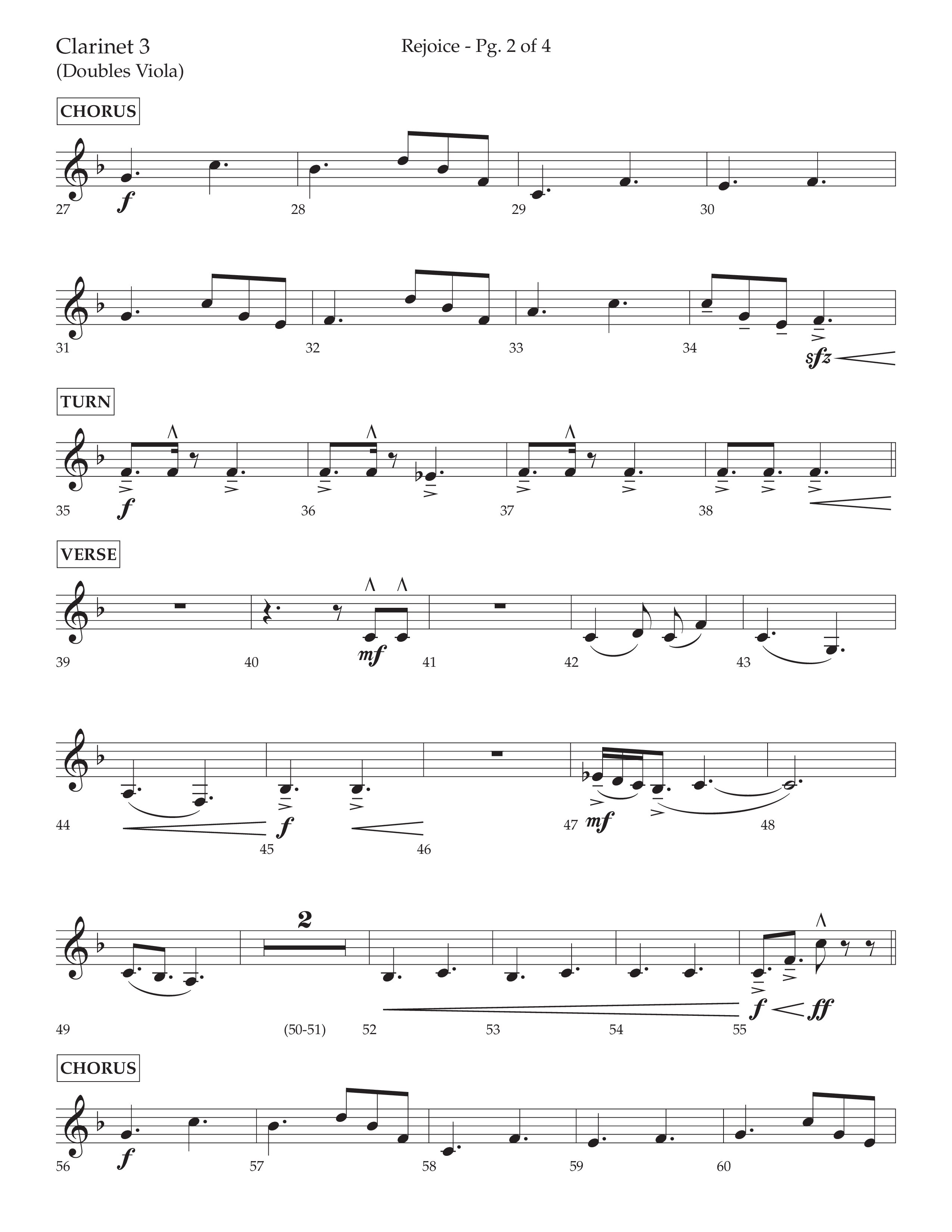 Rejoice (Choral Anthem SATB) Clarinet 3 (Lifeway Choral / Arr. Cliff Duren)
