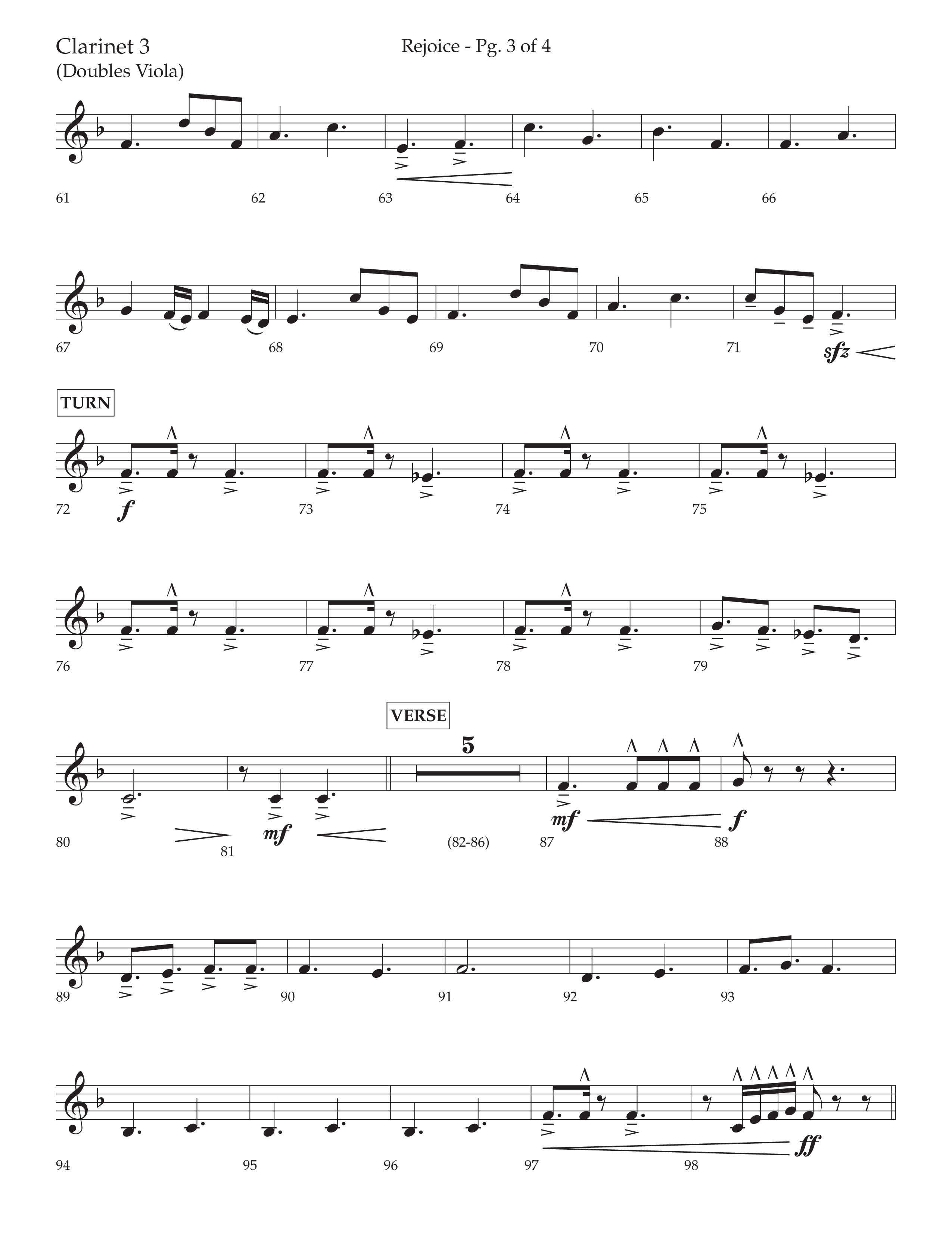 Rejoice (Choral Anthem SATB) Clarinet 3 (Lifeway Choral / Arr. Cliff Duren)