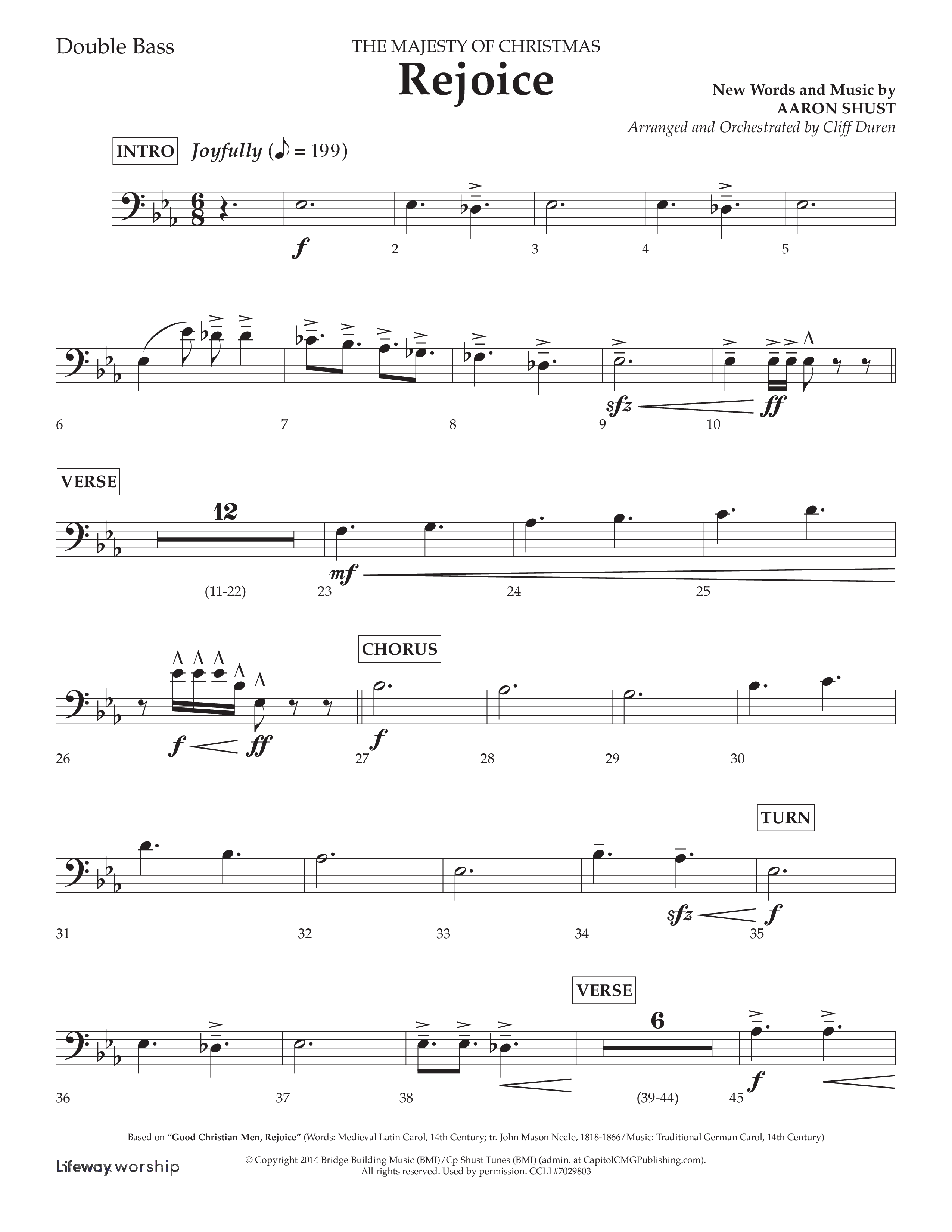 Rejoice (Choral Anthem SATB) Double Bass (Lifeway Choral / Arr. Cliff Duren)