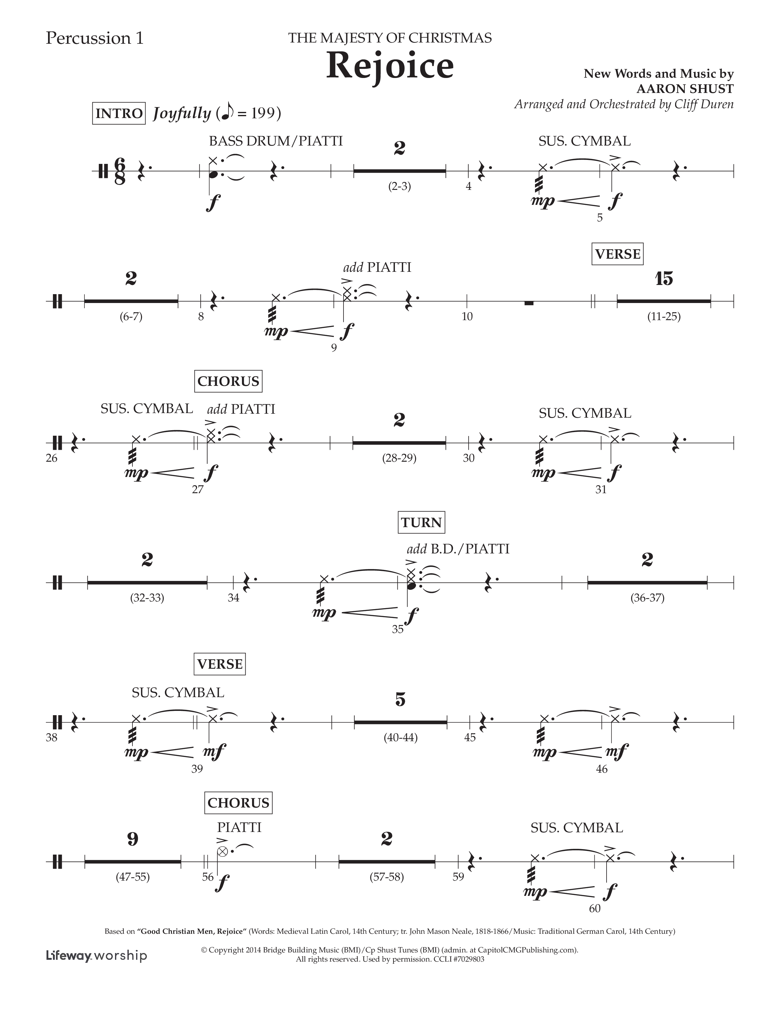 Rejoice (Choral Anthem SATB) Percussion 1/2 (Lifeway Choral / Arr. Cliff Duren)