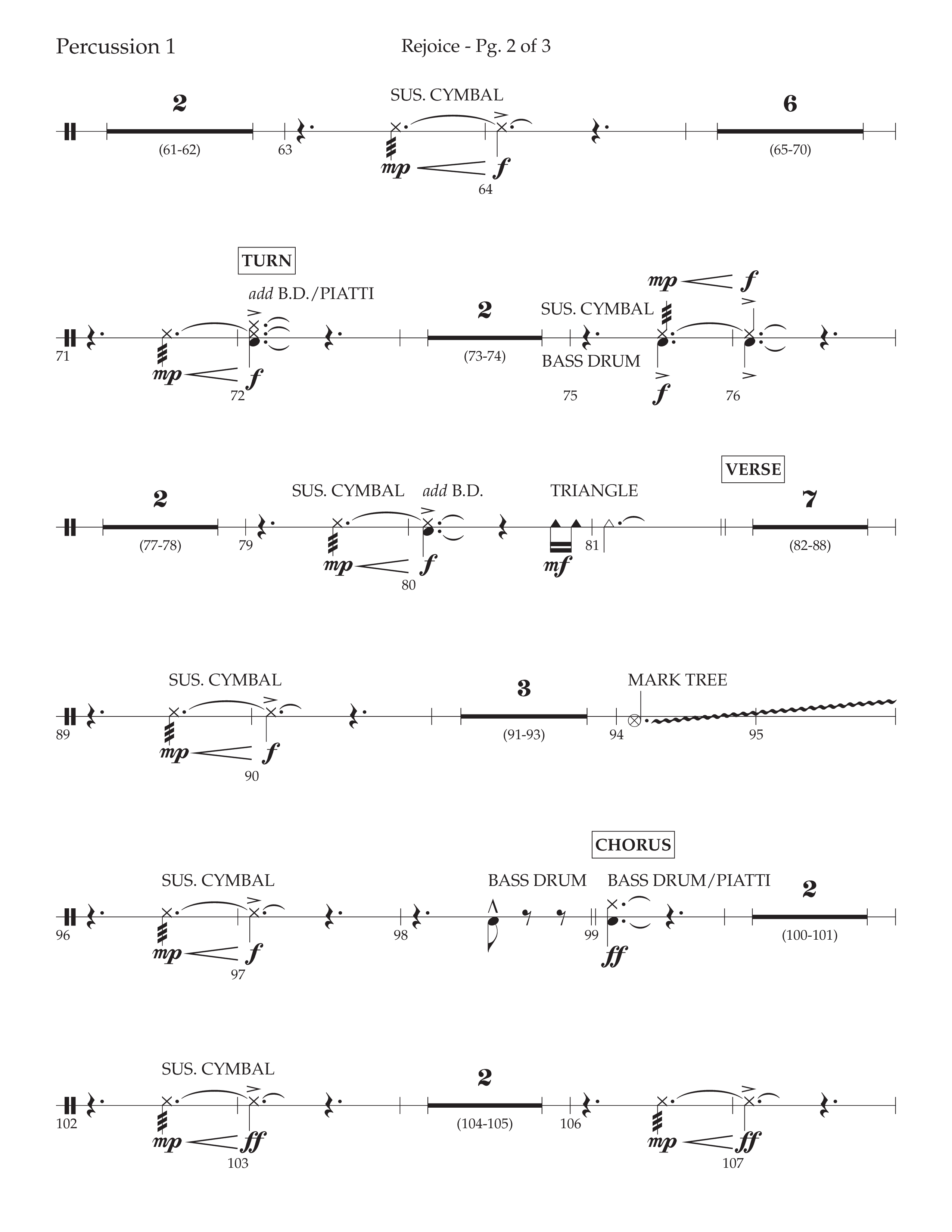 Rejoice (Choral Anthem SATB) Percussion 1/2 (Lifeway Choral / Arr. Cliff Duren)