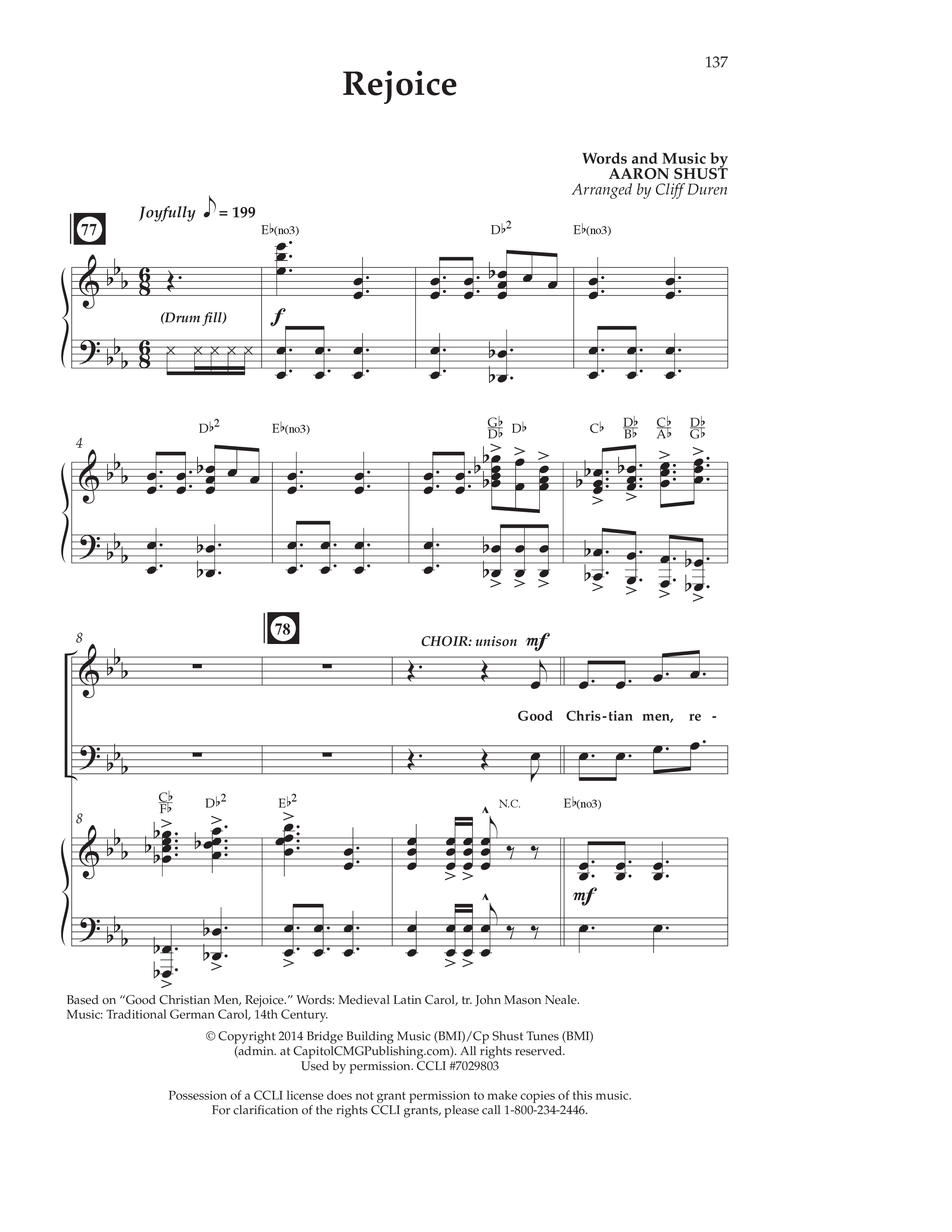 Rejoice (Choral Anthem SATB) Anthem (SATB/Piano) (Lifeway Choral / Arr. Cliff Duren)
