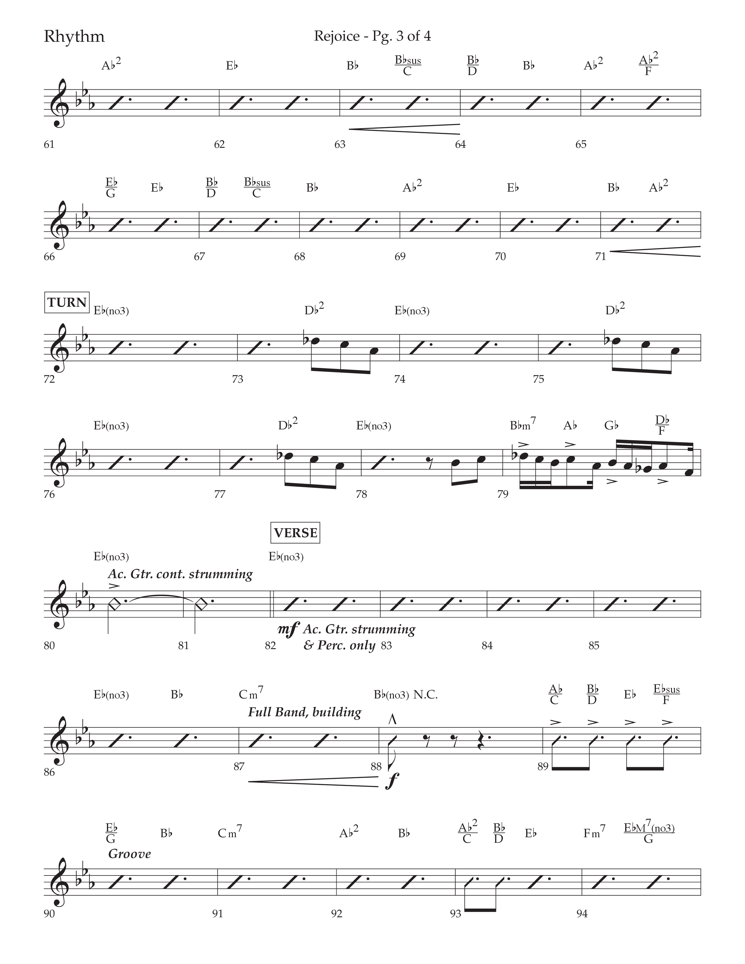 Rejoice (Choral Anthem SATB) Rhythm Chart (Lifeway Choral / Arr. Cliff Duren)