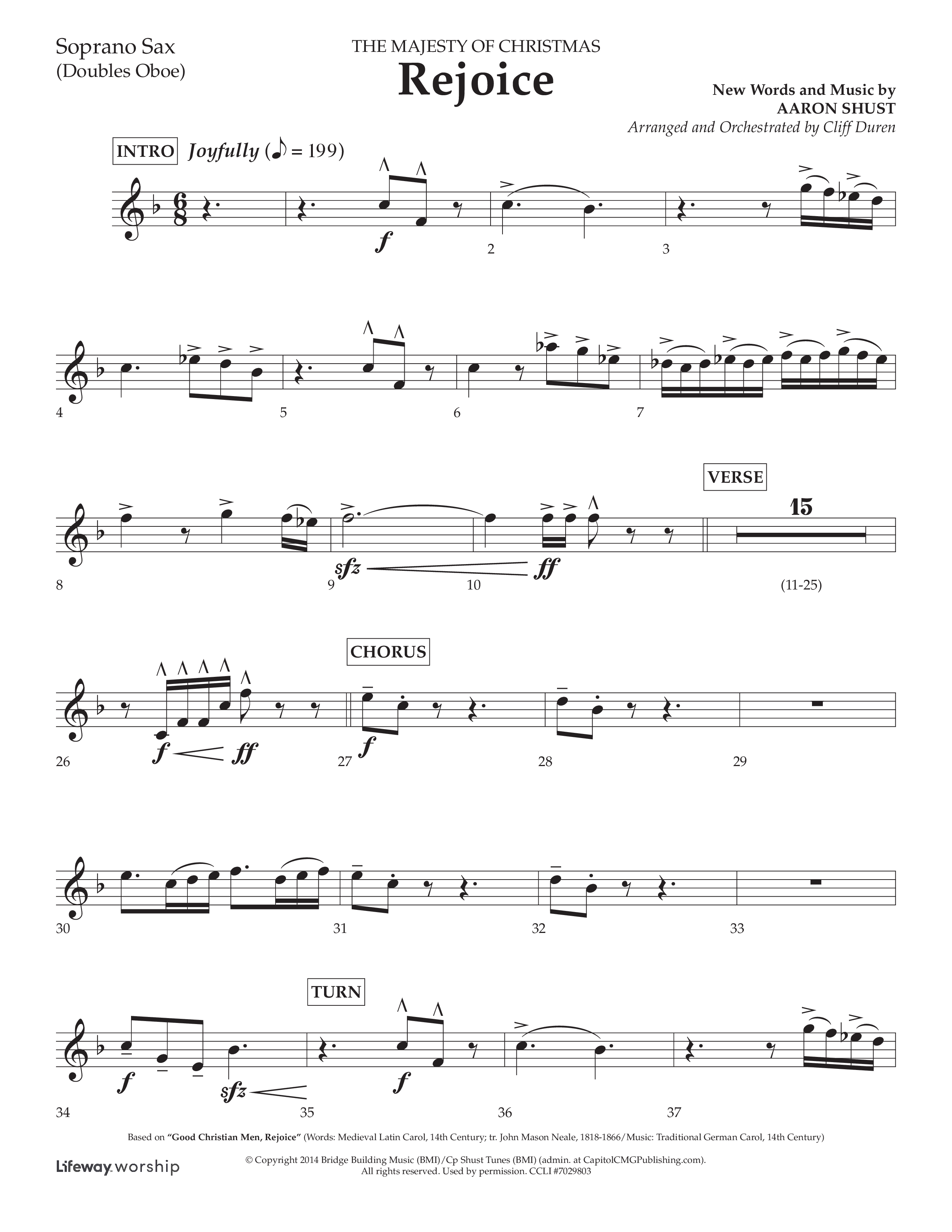 Rejoice (Choral Anthem SATB) Soprano Sax (Lifeway Choral / Arr. Cliff Duren)