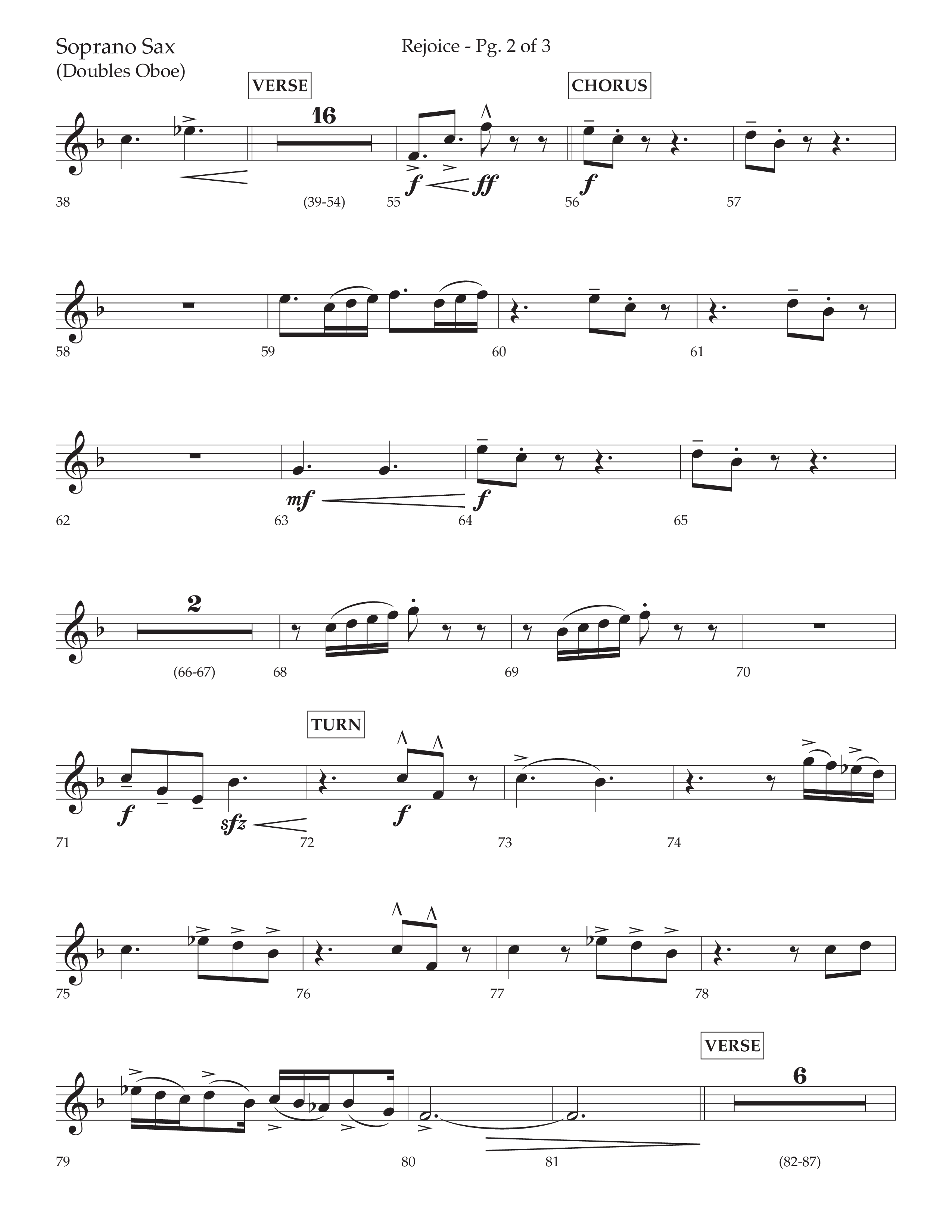 Rejoice (Choral Anthem SATB) Soprano Sax (Lifeway Choral / Arr. Cliff Duren)