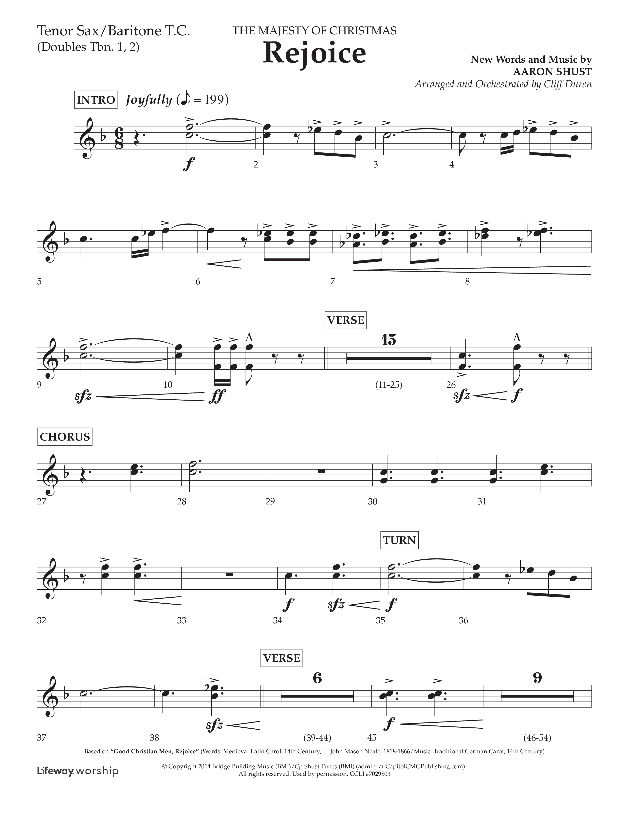 Rejoice (Choral Anthem SATB) Tenor Sax/Baritone T.C. (Lifeway Choral / Arr. Cliff Duren)