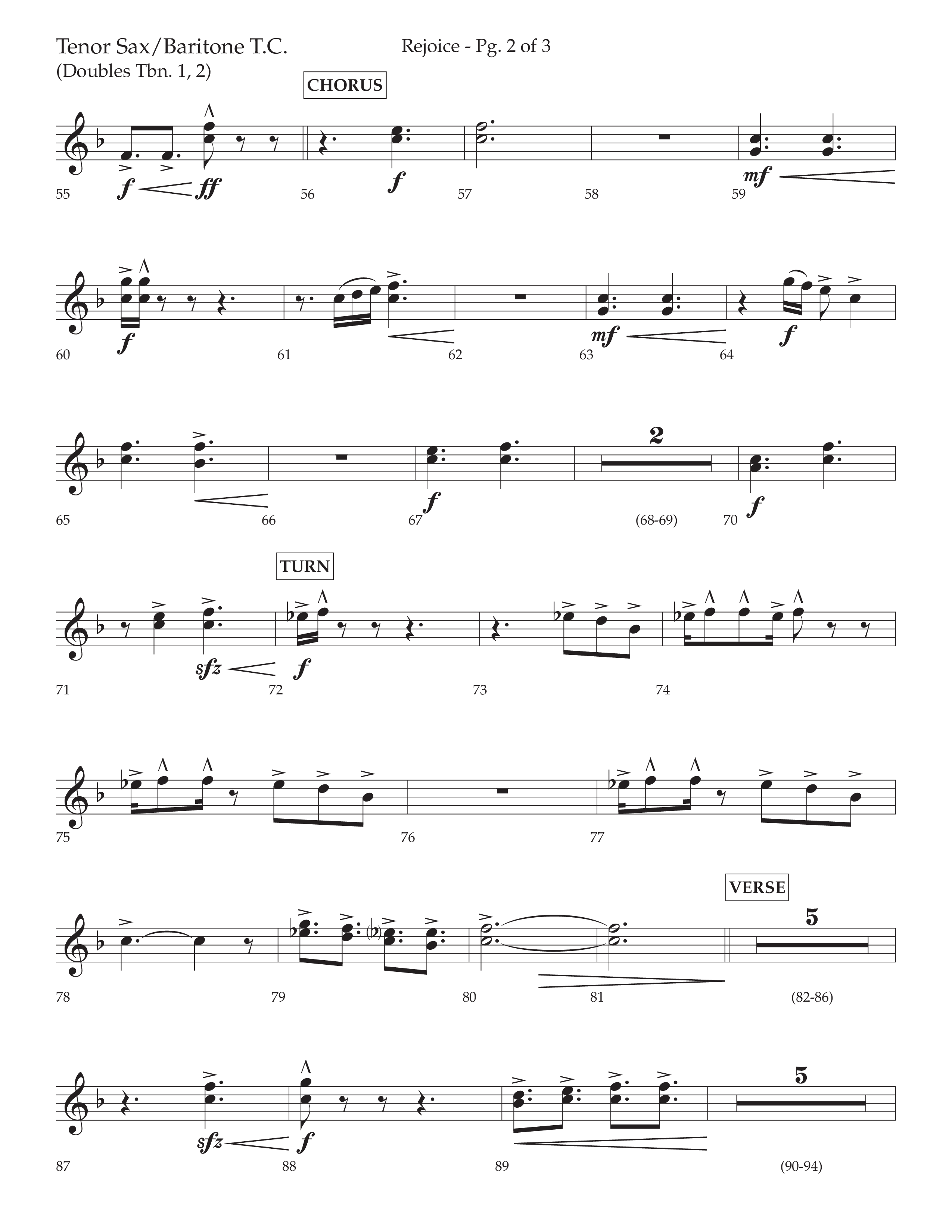 Rejoice (Choral Anthem SATB) Tenor Sax/Baritone T.C. (Lifeway Choral / Arr. Cliff Duren)