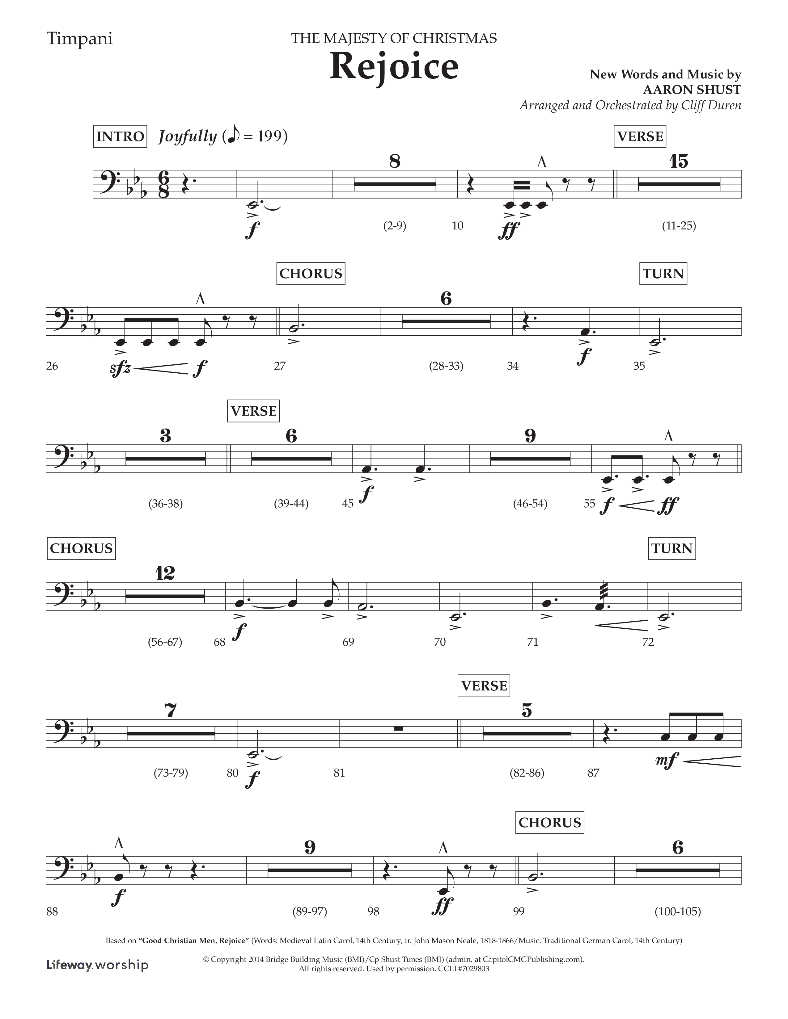 Rejoice (Choral Anthem SATB) Timpani (Lifeway Choral / Arr. Cliff Duren)