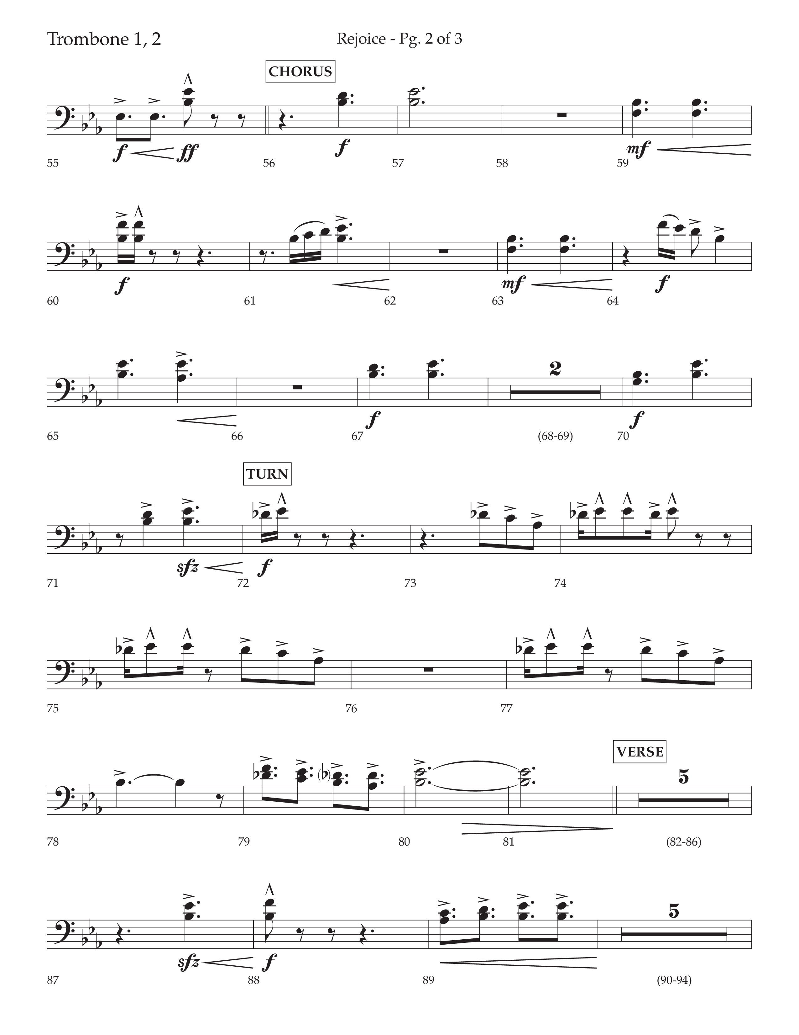 Rejoice (Choral Anthem SATB) Trombone 1/2 (Lifeway Choral / Arr. Cliff Duren)