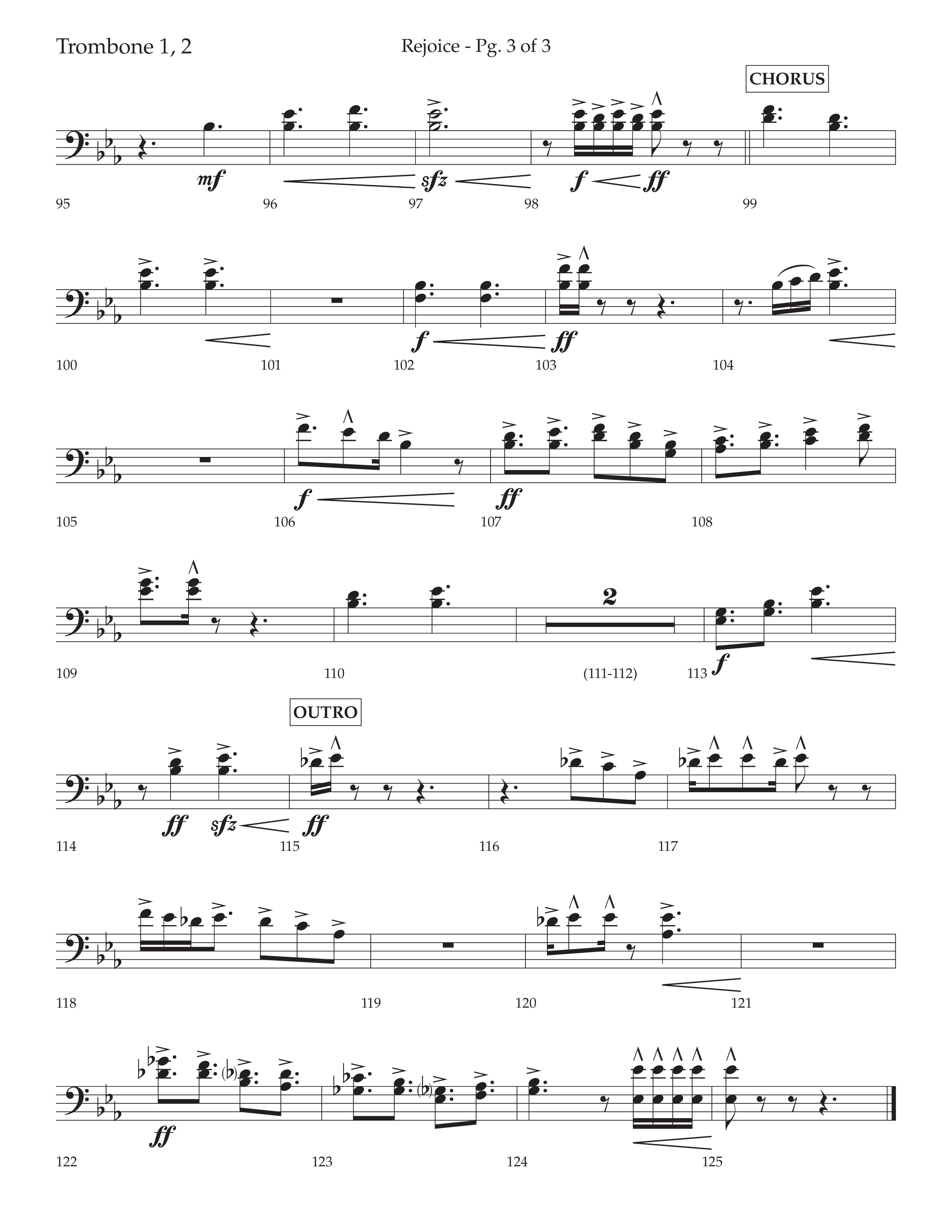 Rejoice (Choral Anthem SATB) Trombone 1/2 (Lifeway Choral / Arr. Cliff Duren)