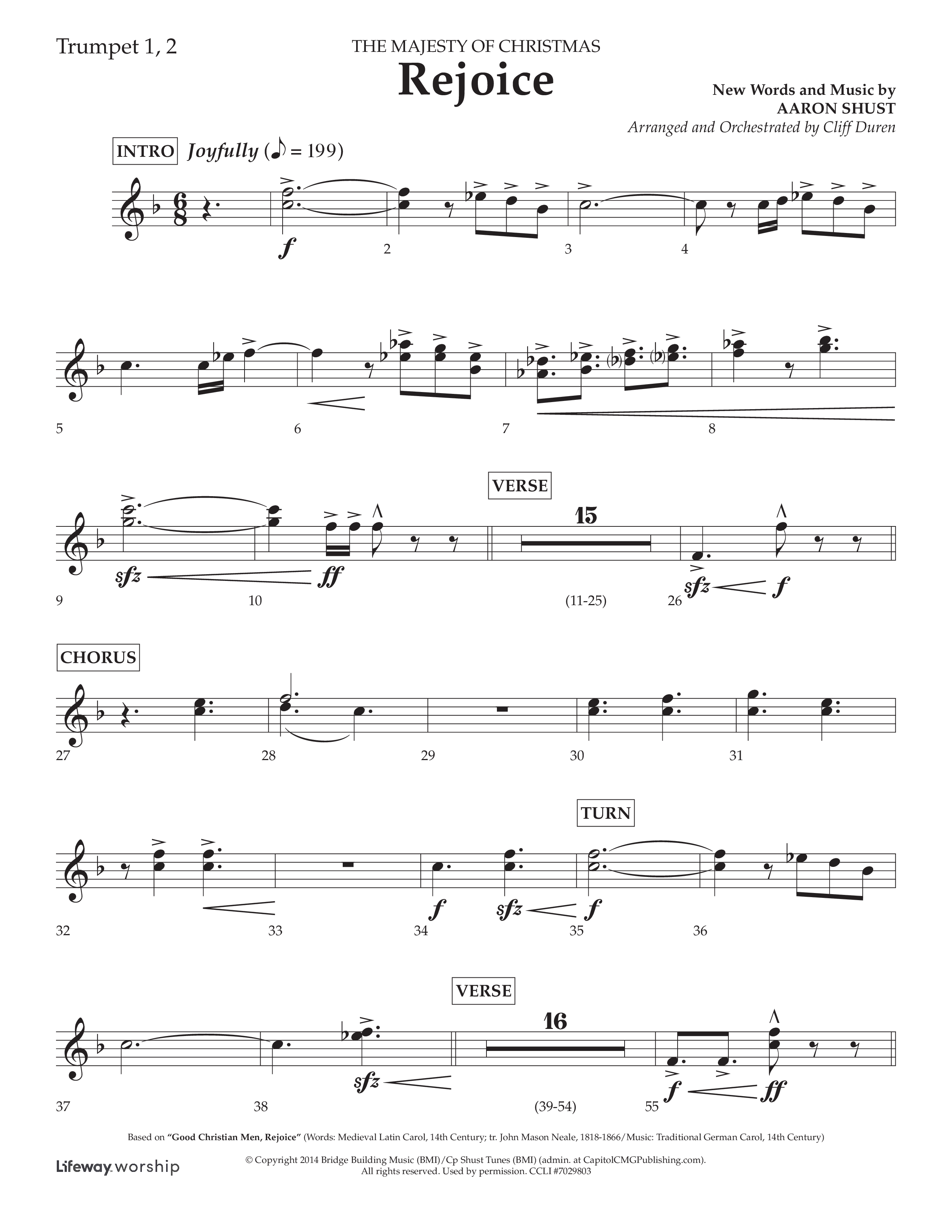Rejoice (Choral Anthem SATB) Trumpet 1,2 (Lifeway Choral / Arr. Cliff Duren)