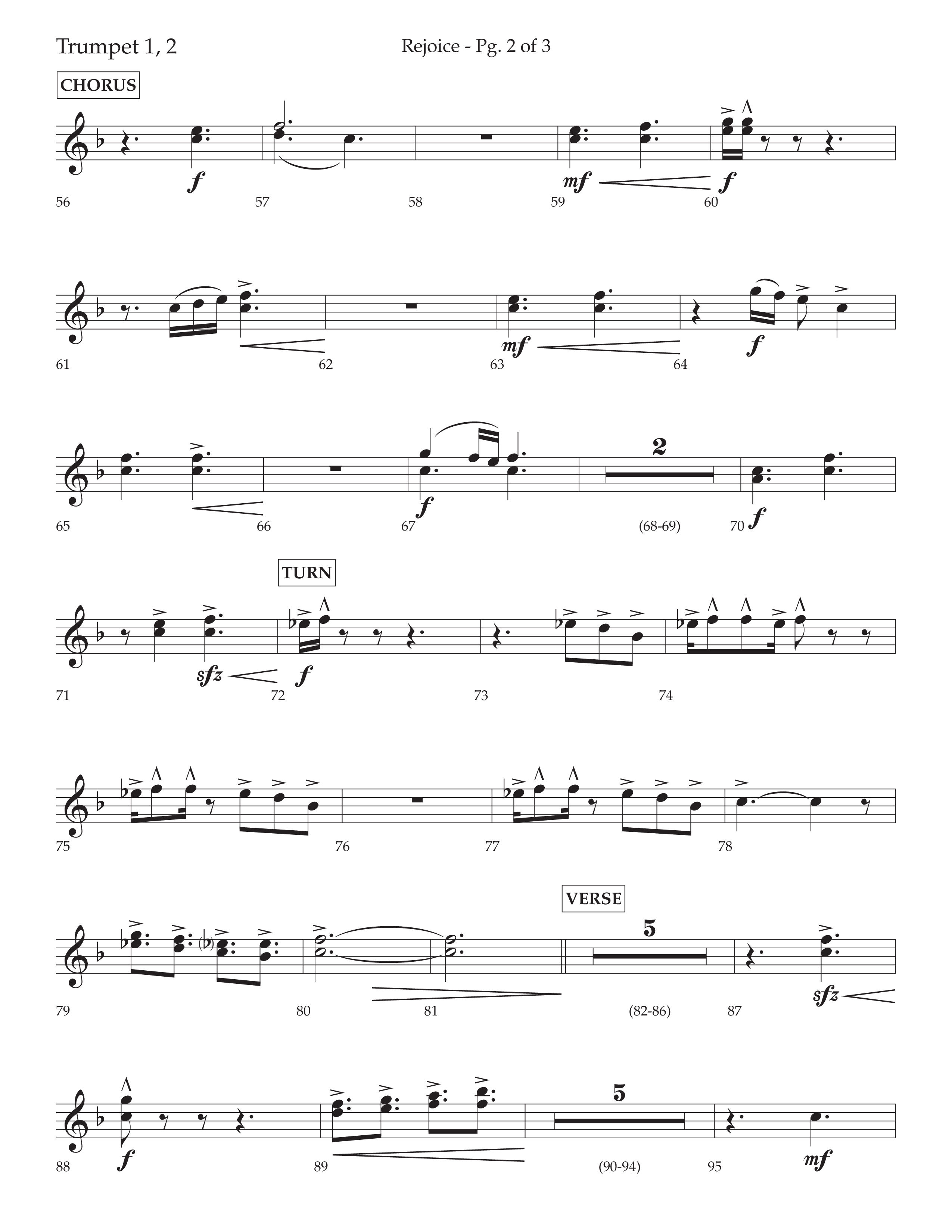 Rejoice (Choral Anthem SATB) Trumpet 1,2 (Lifeway Choral / Arr. Cliff Duren)