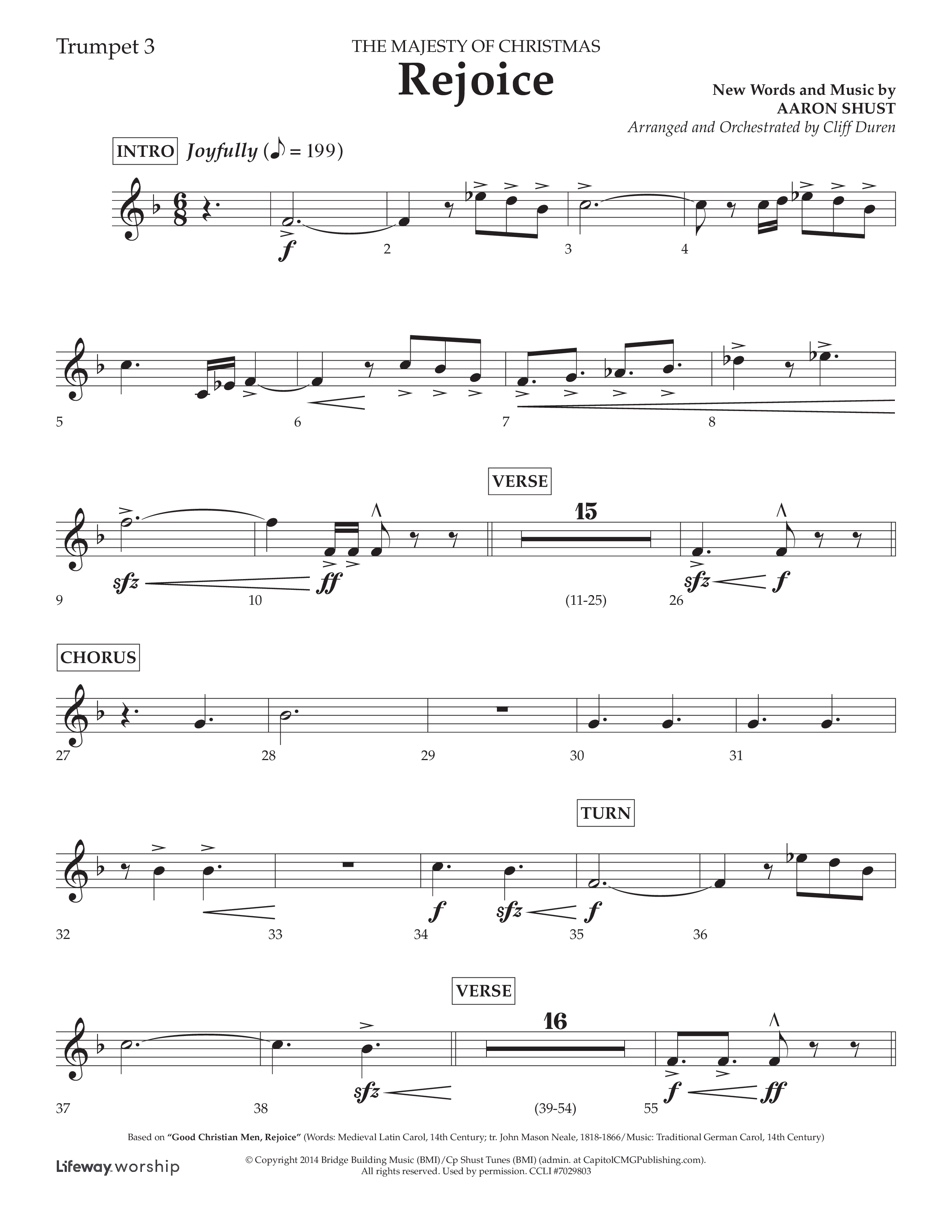 Rejoice (Choral Anthem SATB) Trumpet 3 (Lifeway Choral / Arr. Cliff Duren)