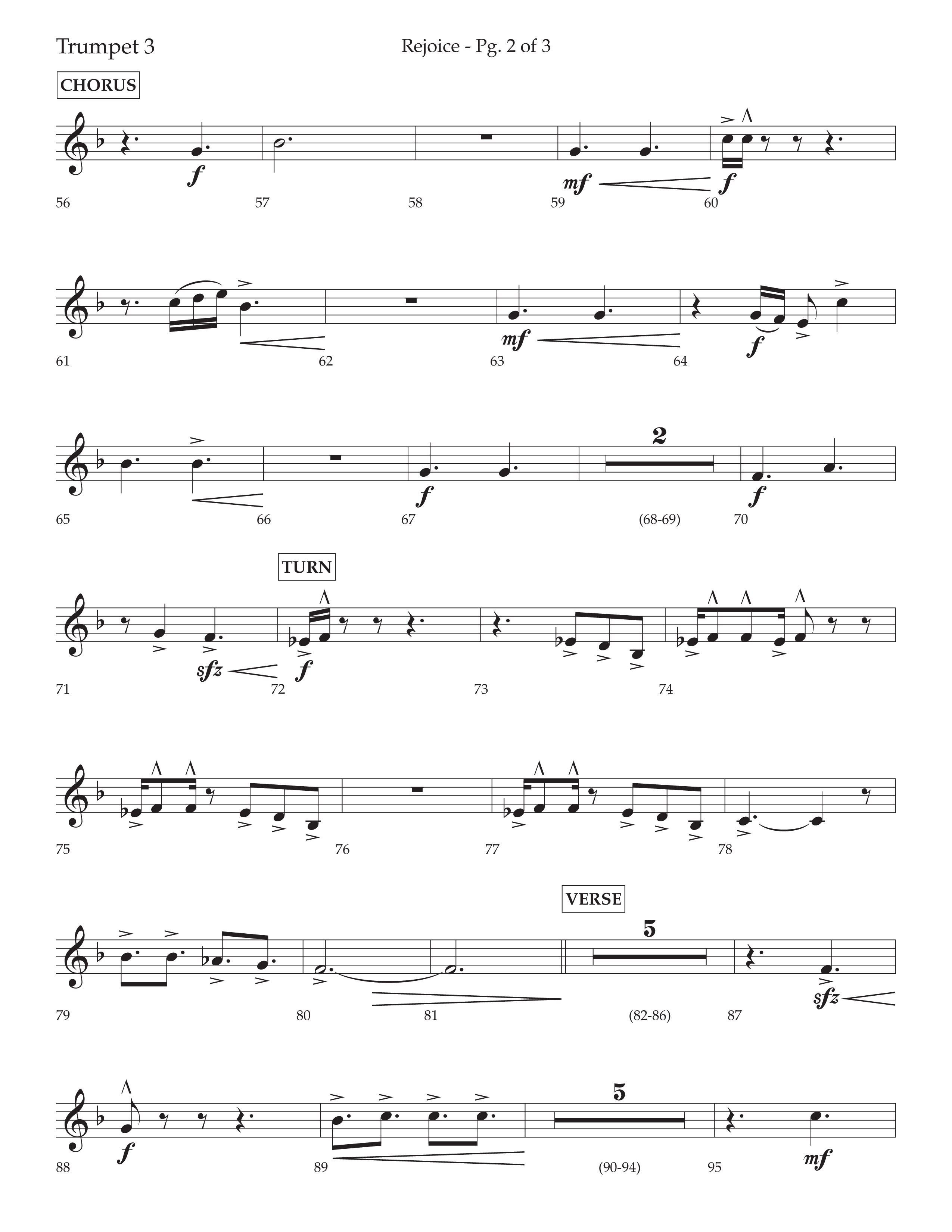 Rejoice (Choral Anthem SATB) Trumpet 3 (Lifeway Choral / Arr. Cliff Duren)