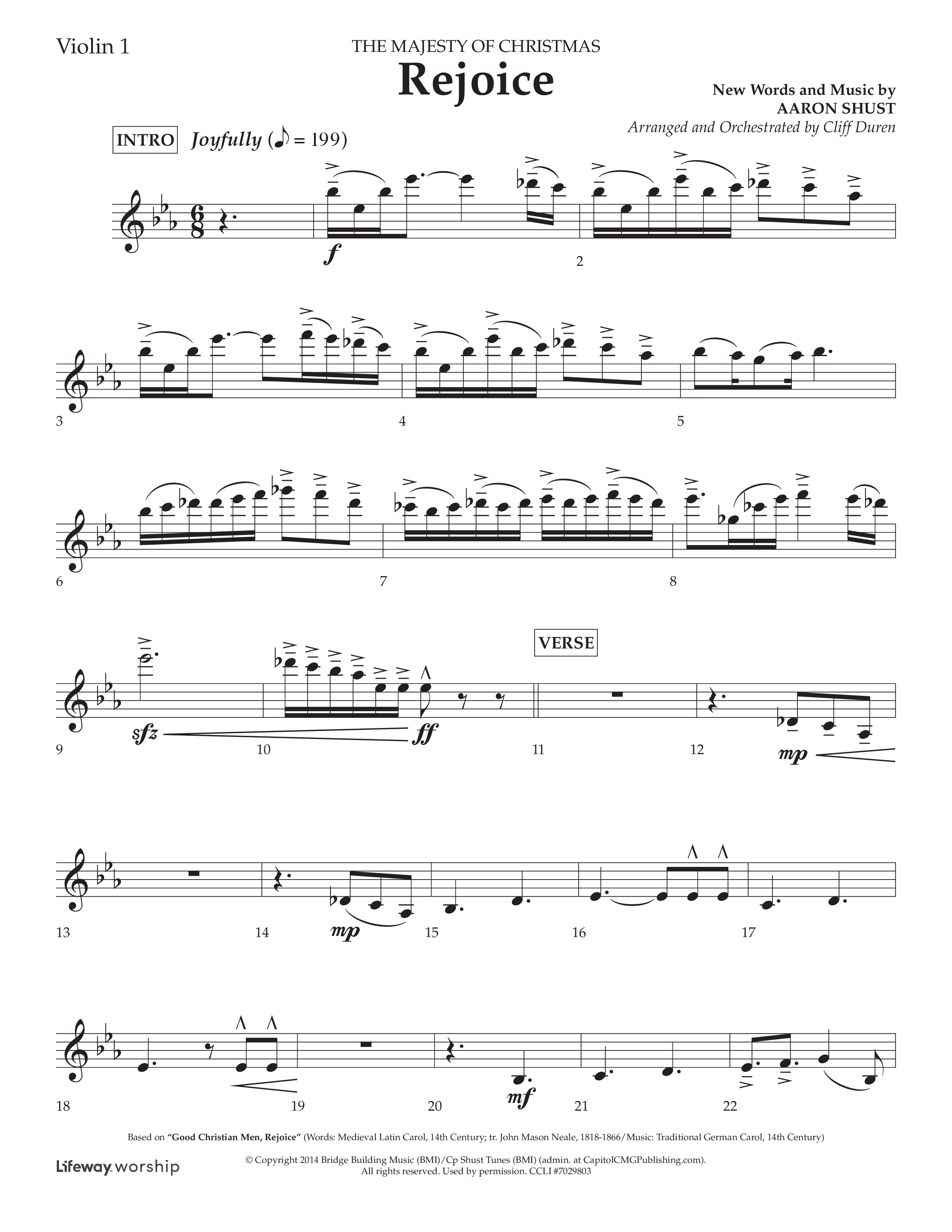 Rejoice (Choral Anthem SATB) Violin 1 (Lifeway Choral / Arr. Cliff Duren)