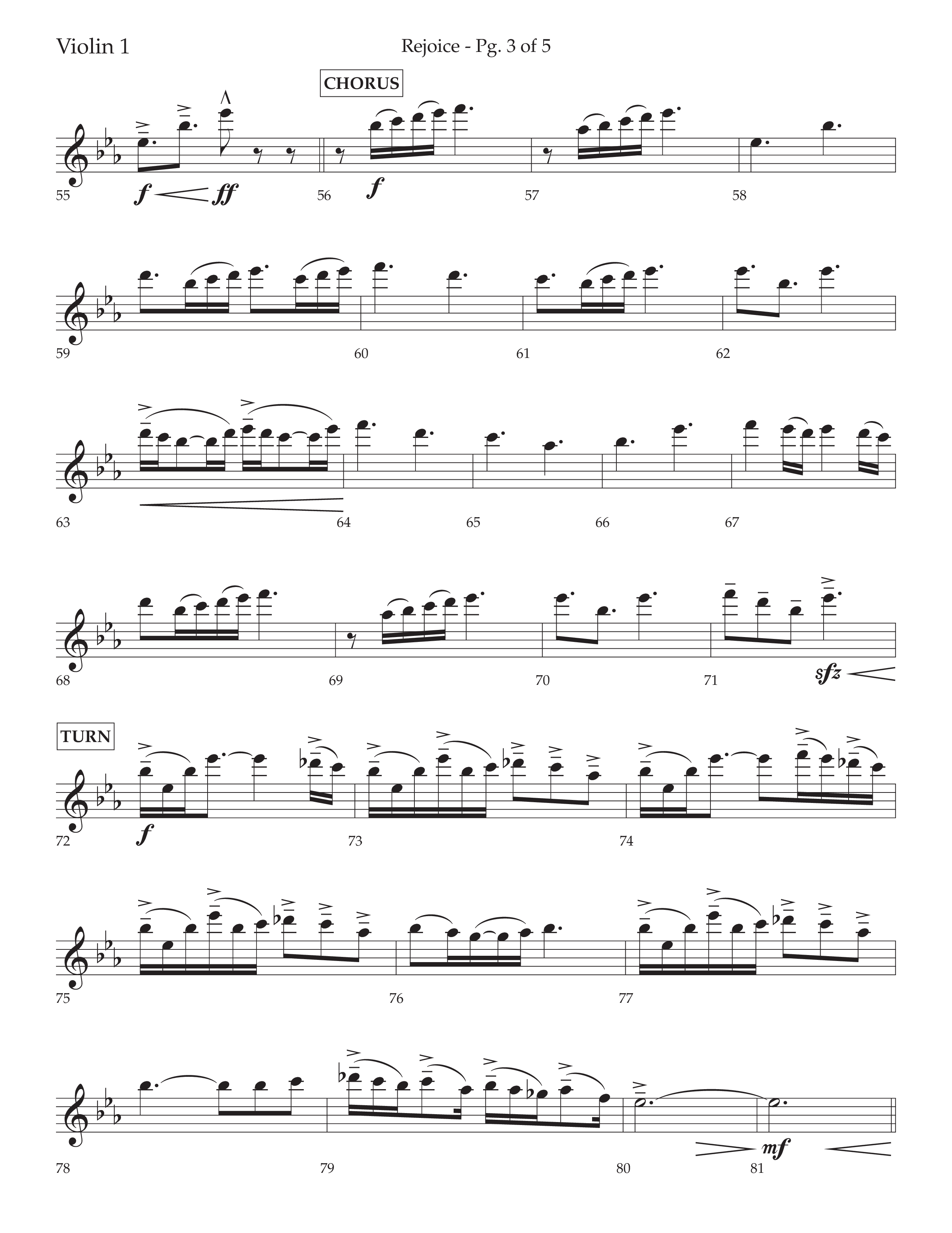 Rejoice (Choral Anthem SATB) Violin 1 (Lifeway Choral / Arr. Cliff Duren)