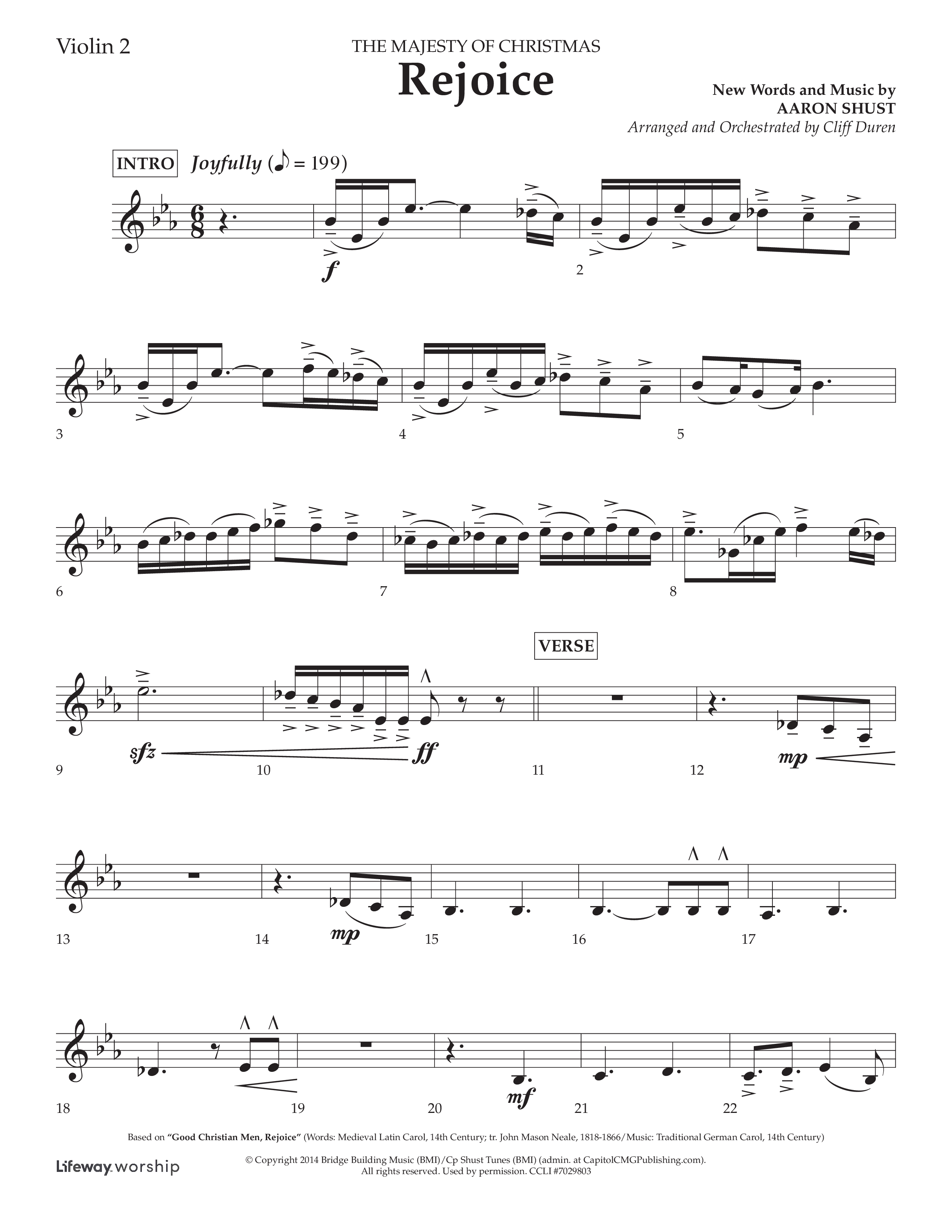 Rejoice (Choral Anthem SATB) Violin 2 (Lifeway Choral / Arr. Cliff Duren)