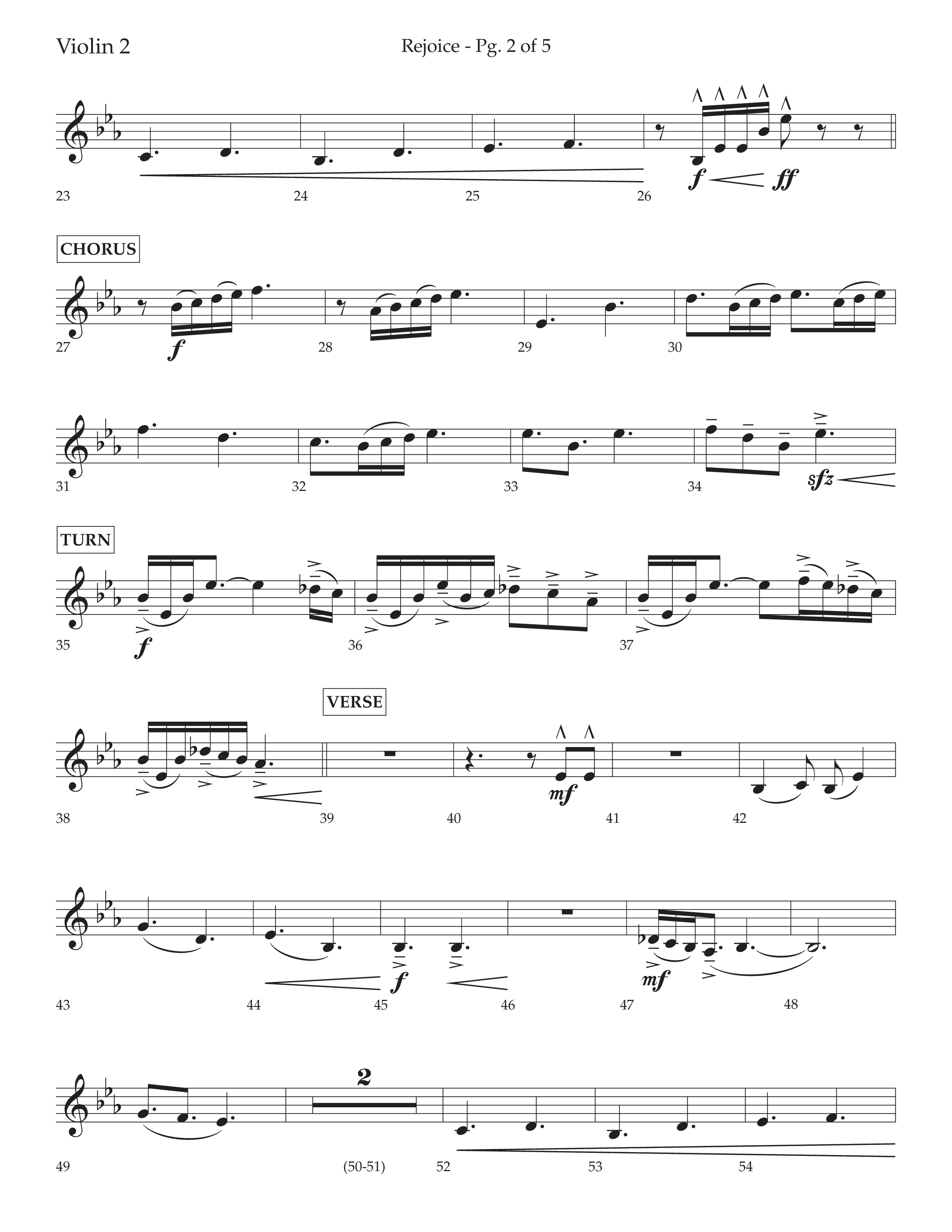 Rejoice (Choral Anthem SATB) Violin 2 (Lifeway Choral / Arr. Cliff Duren)