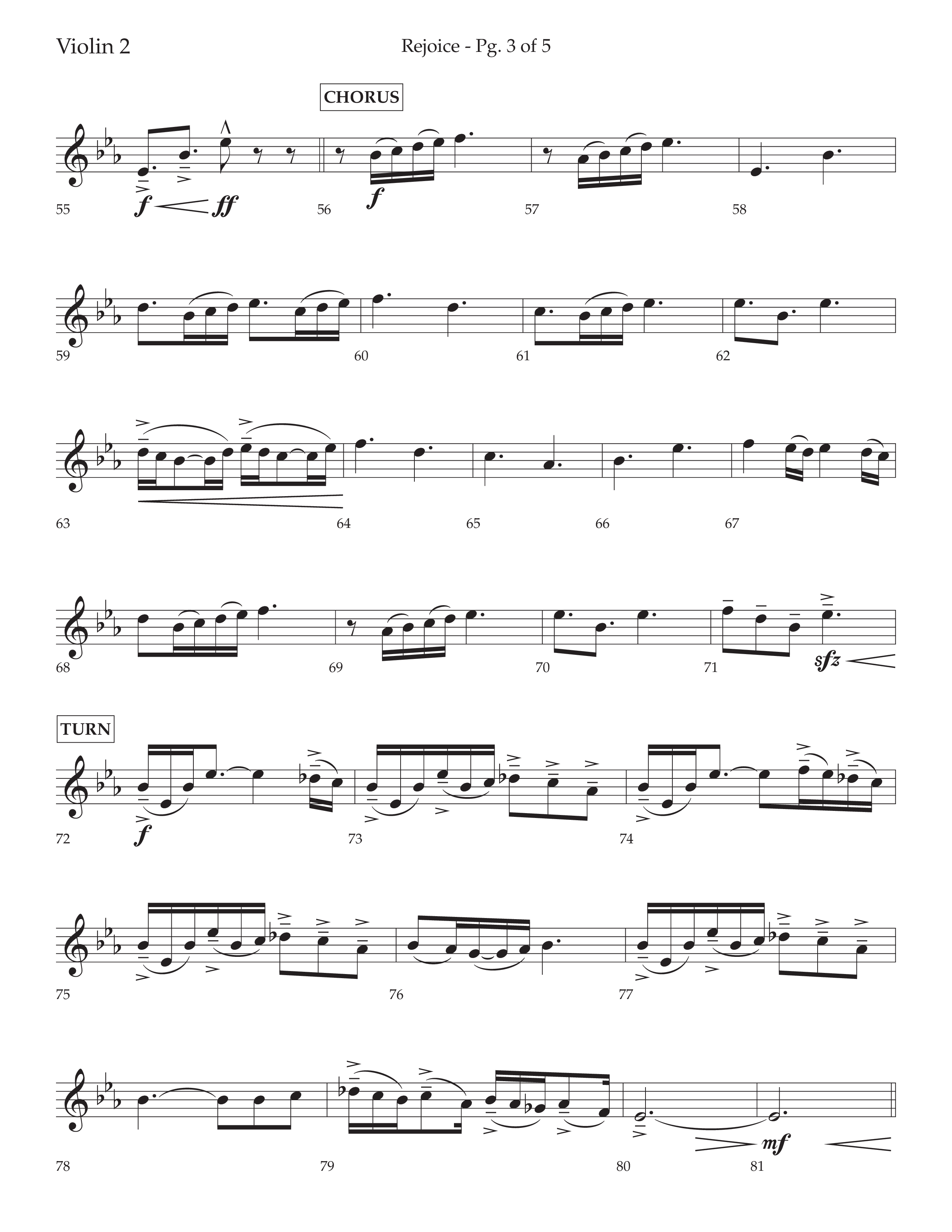 Rejoice (Choral Anthem SATB) Violin 2 (Lifeway Choral / Arr. Cliff Duren)