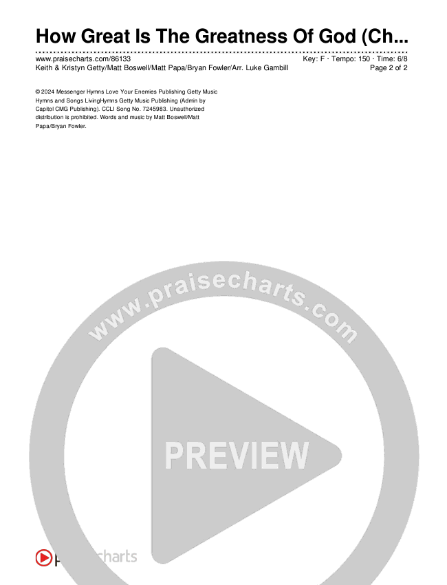 How Great Is The Greatness Of God (Choral Anthem SATB) Chords & Lyrics (Keith & Kristyn Getty / Matt Boswell / Matt Papa / Bryan Fowler / Arr. Luke Gambill)