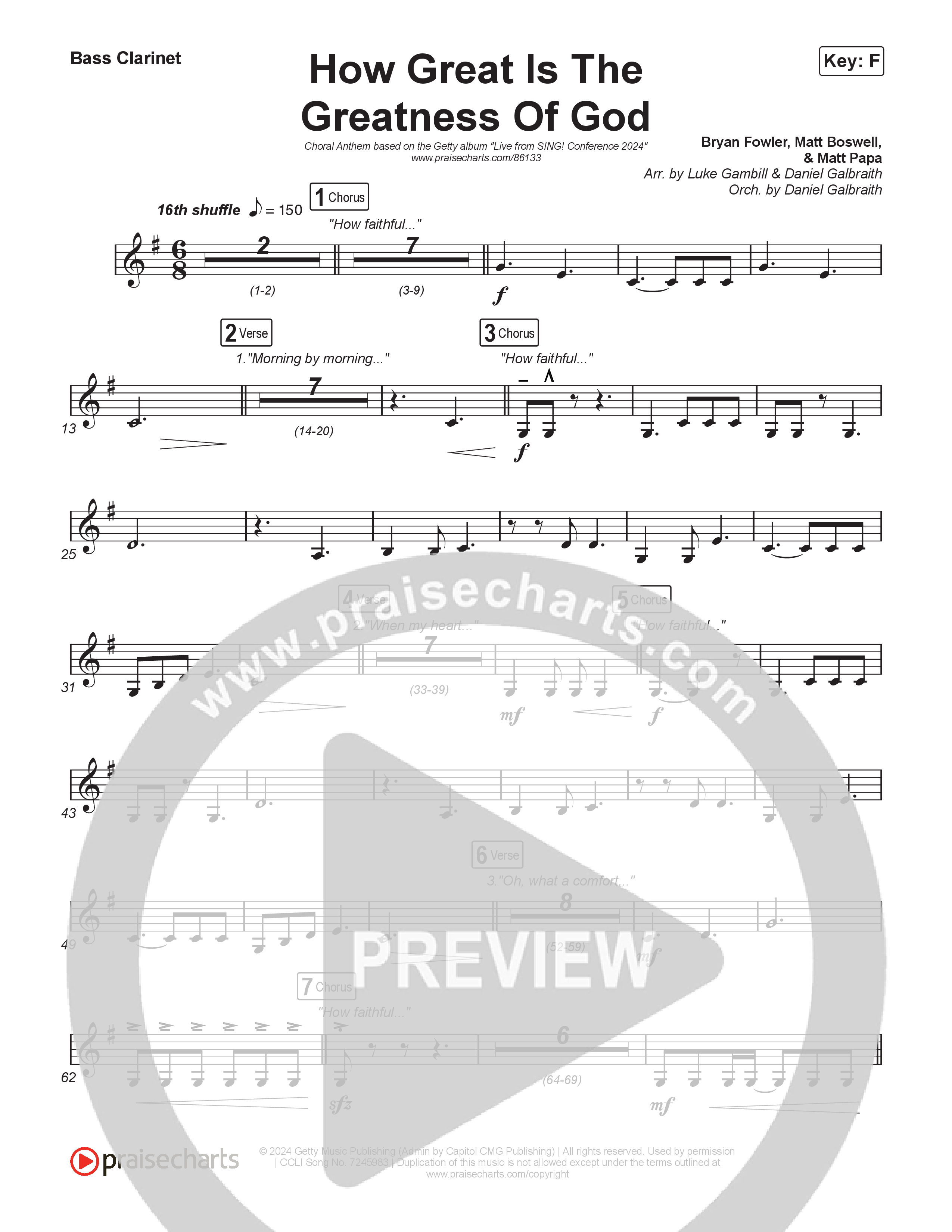 How Great Is The Greatness Of God (Choral Anthem SATB) Bass Clarinet (Keith & Kristyn Getty / Matt Boswell / Matt Papa / Bryan Fowler / Arr. Luke Gambill)