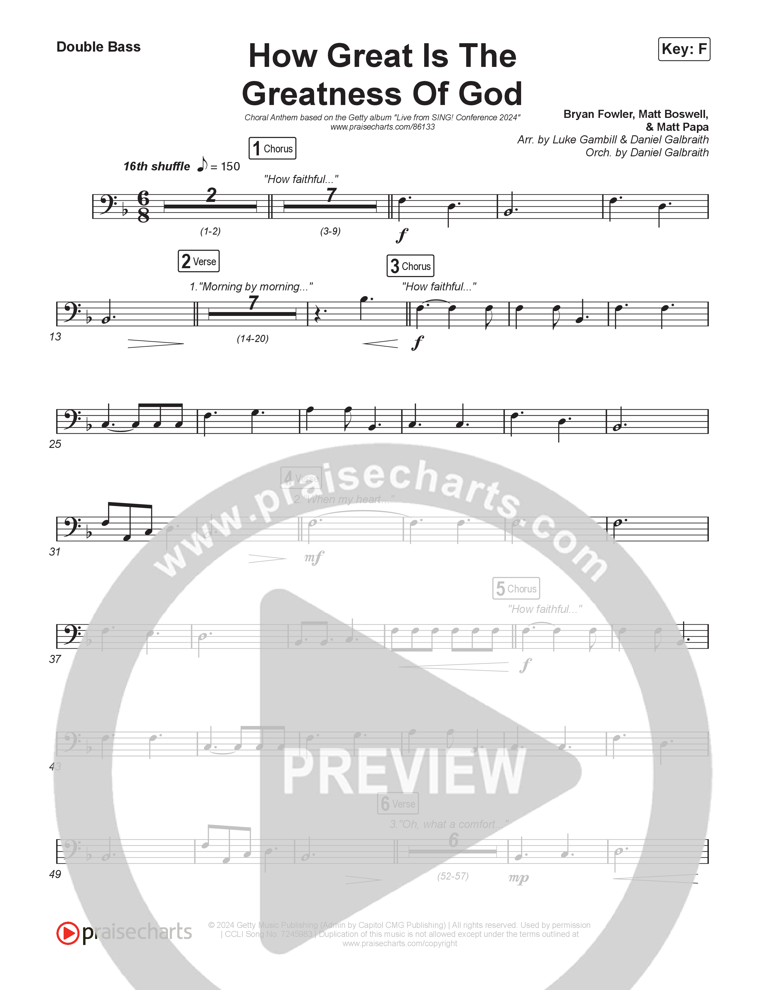 How Great Is The Greatness Of God (Choral Anthem SATB) String Bass (Keith & Kristyn Getty / Matt Boswell / Matt Papa / Bryan Fowler / Arr. Luke Gambill)