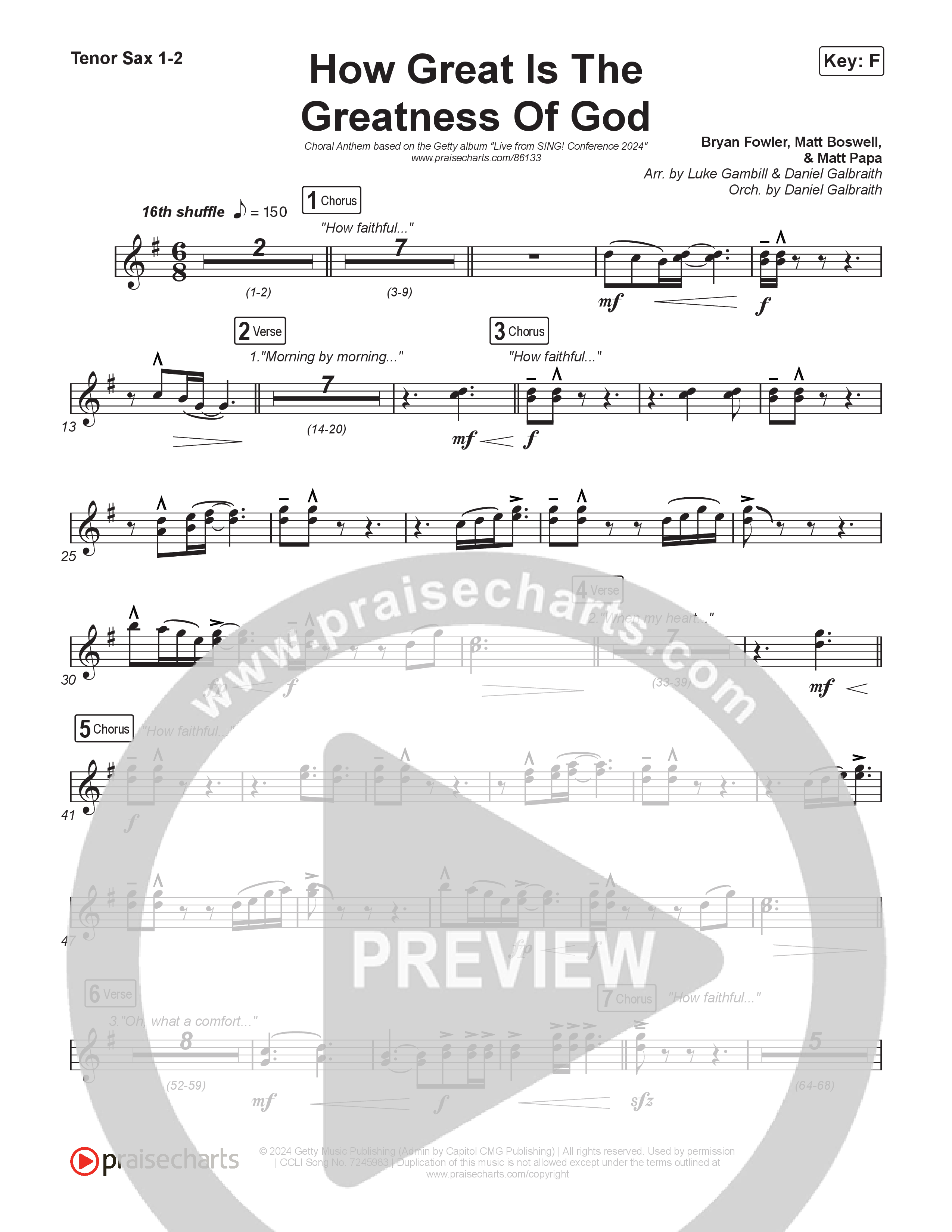 How Great Is The Greatness Of God (Choral Anthem SATB) Sax Pack (Keith & Kristyn Getty / Matt Boswell / Matt Papa / Bryan Fowler / Arr. Luke Gambill)