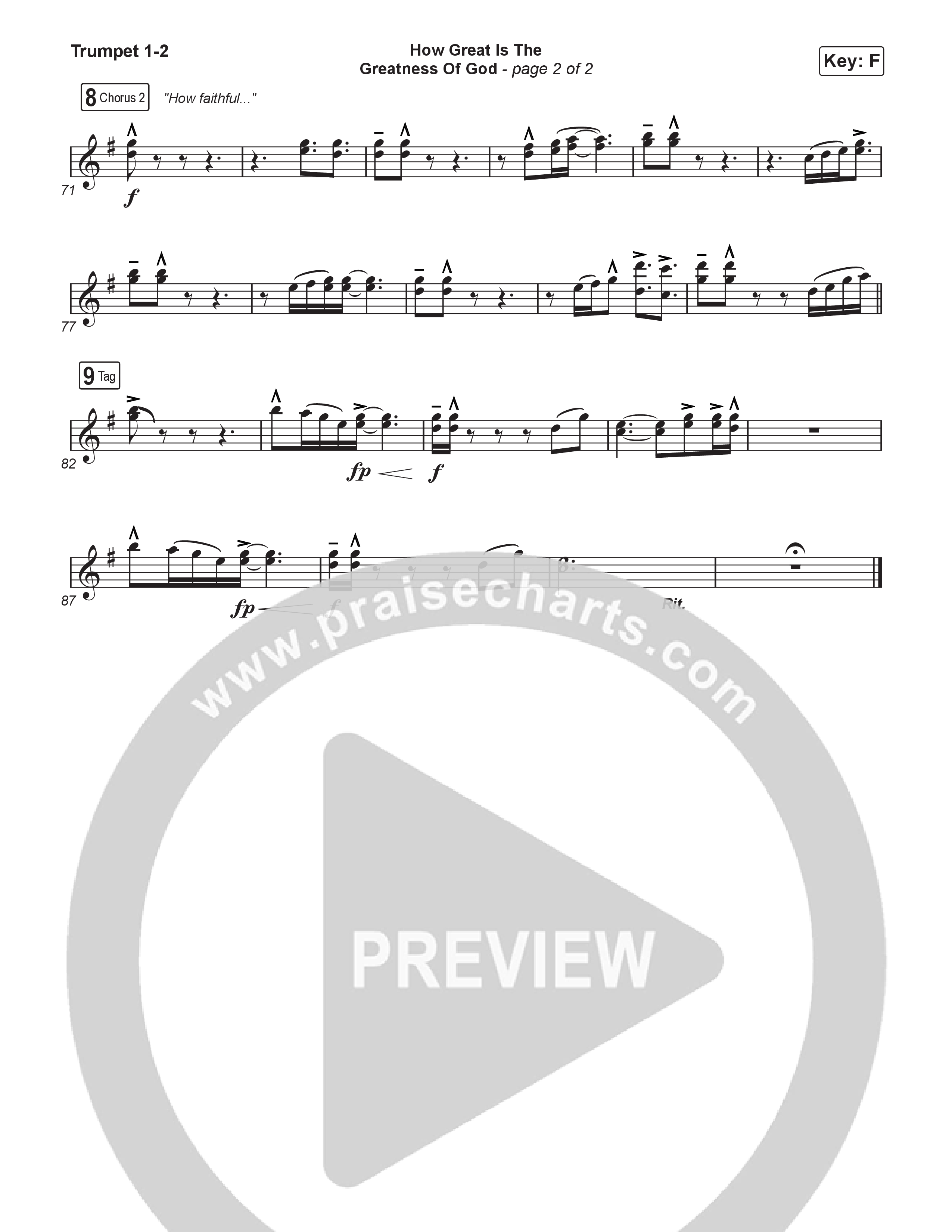 How Great Is The Greatness Of God (Choral Anthem SATB) Trumpet 1,2 (Keith & Kristyn Getty / Matt Boswell / Matt Papa / Bryan Fowler / Arr. Luke Gambill)