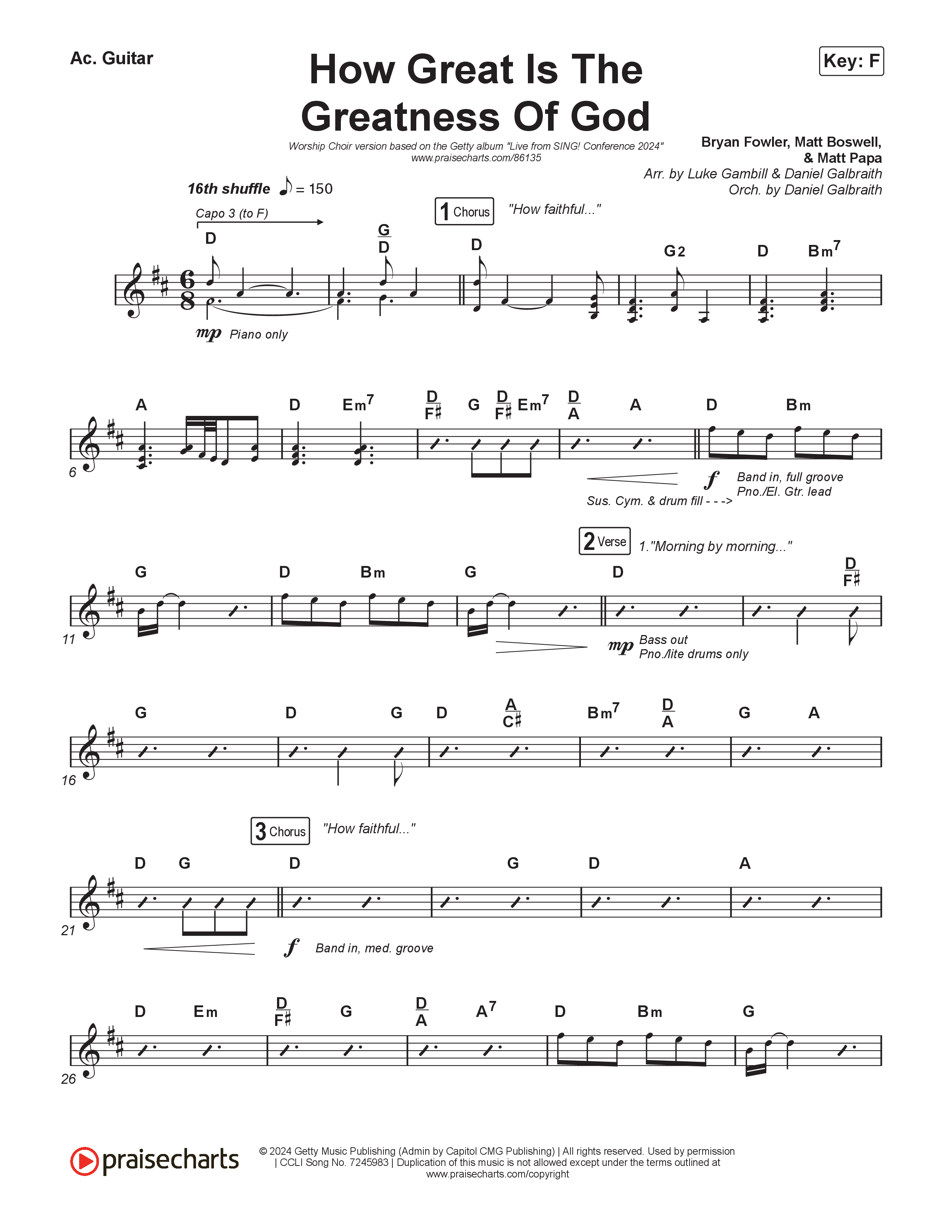 How Great Is The Greatness Of God (Worship Choir/SAB) Acoustic Guitar (Keith & Kristyn Getty / Matt Boswell / Matt Papa / Bryan Fowler / Arr. Luke Gambill)