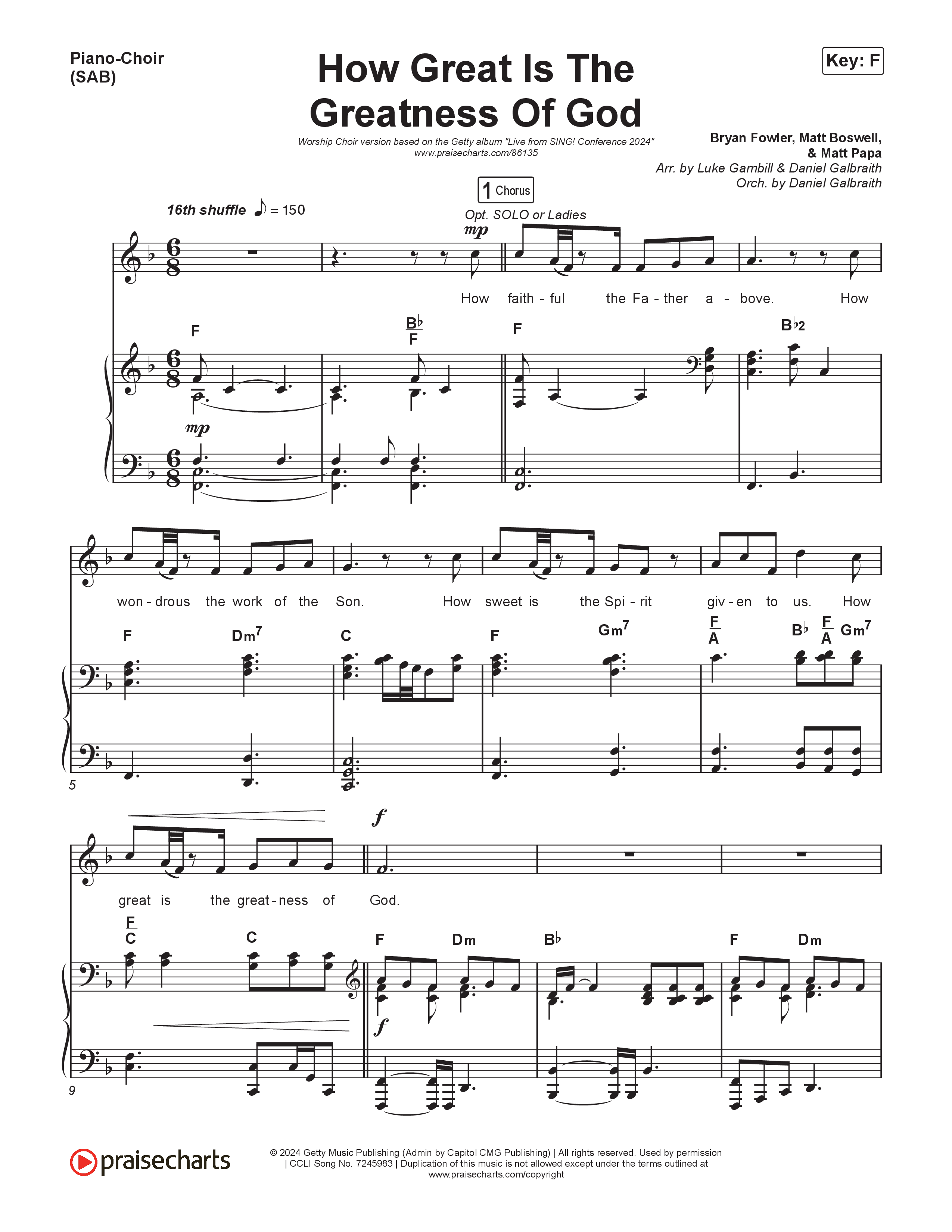 How Great Is The Greatness Of God (Worship Choir/SAB) Piano/Choir (SAB) (Keith & Kristyn Getty / Matt Boswell / Matt Papa / Bryan Fowler / Arr. Luke Gambill)