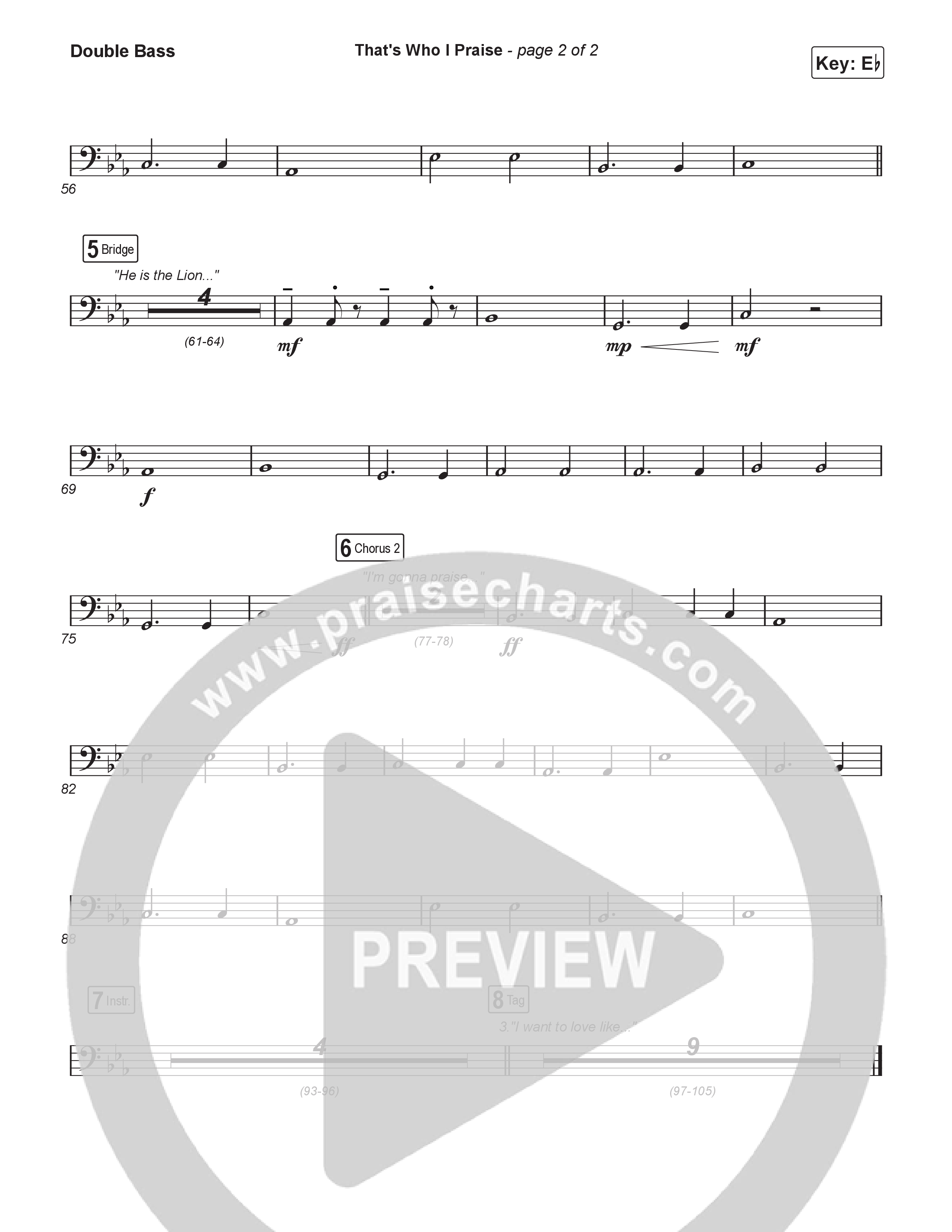 That's Who I Praise (Choral Anthem SATB) String Bass (Brandon Lake / Arr. Luke Gambill)