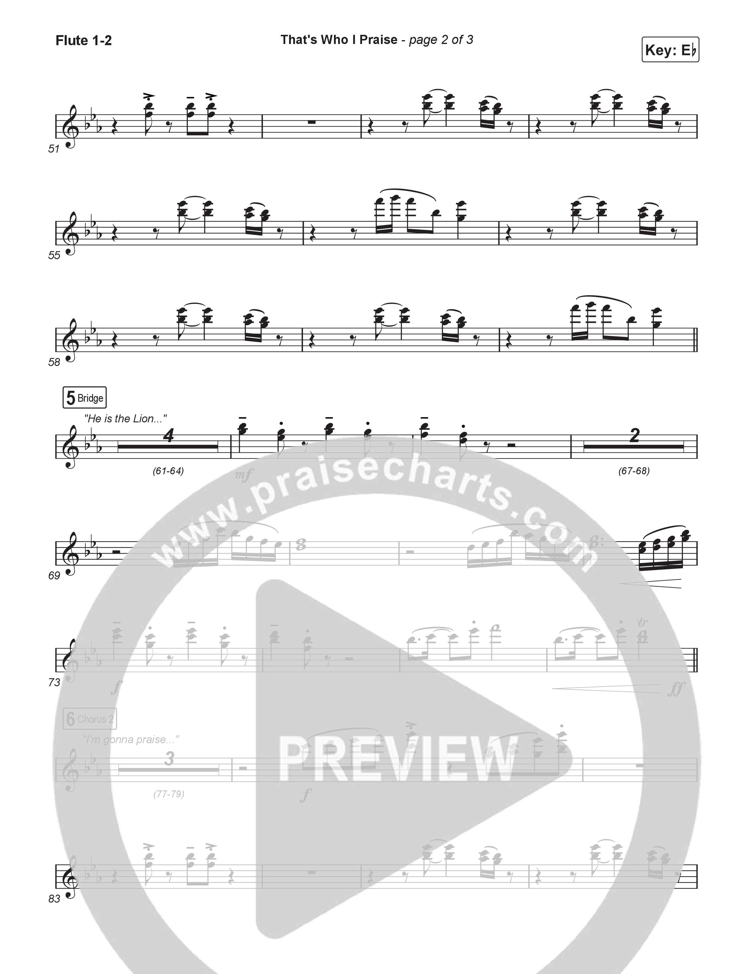 That's Who I Praise (Choral Anthem SATB) Flute 1,2 (Brandon Lake / Arr. Luke Gambill)