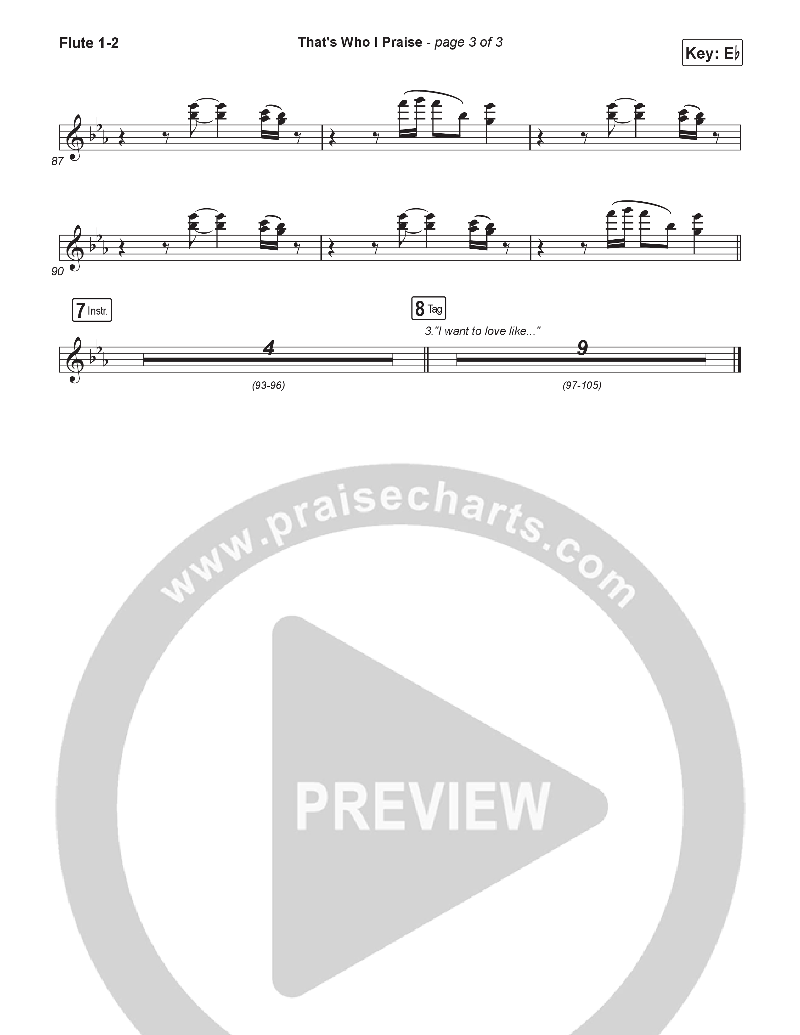 That's Who I Praise (Choral Anthem SATB) Flute 1,2 (Brandon Lake / Arr. Luke Gambill)