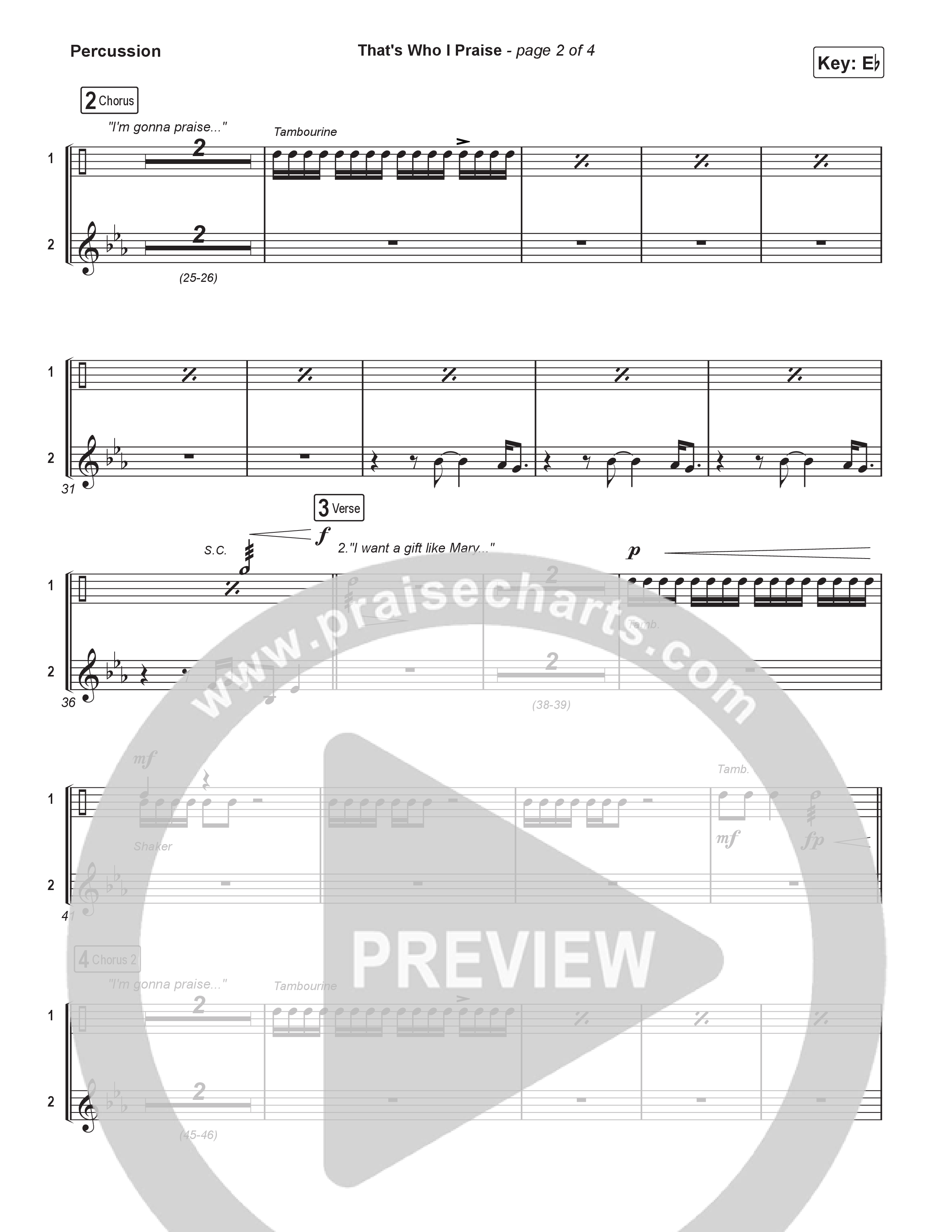 That's Who I Praise (Choral Anthem SATB) Percussion (Brandon Lake / Arr. Luke Gambill)