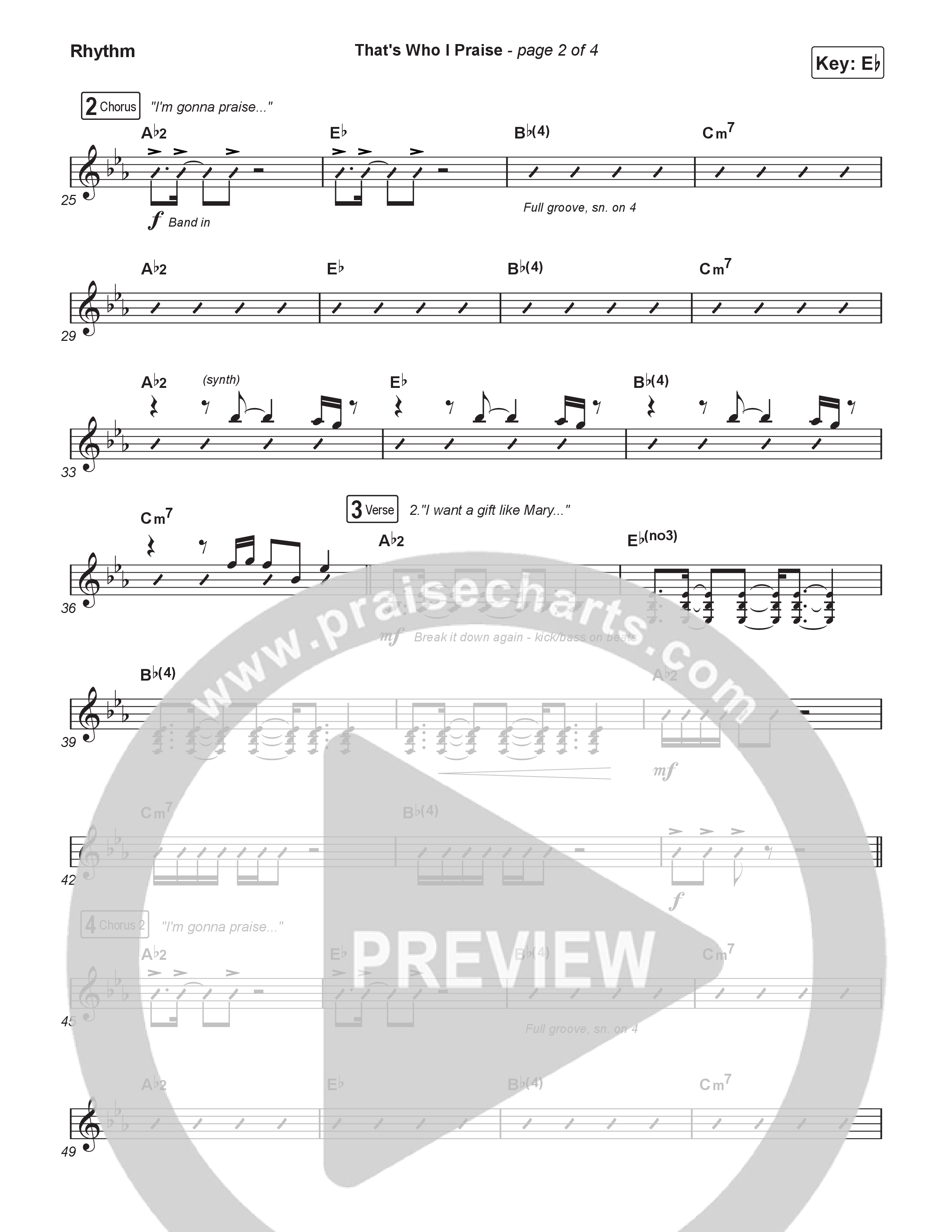That's Who I Praise (Choral Anthem SATB) Rhythm Chart (Brandon Lake / Arr. Luke Gambill)