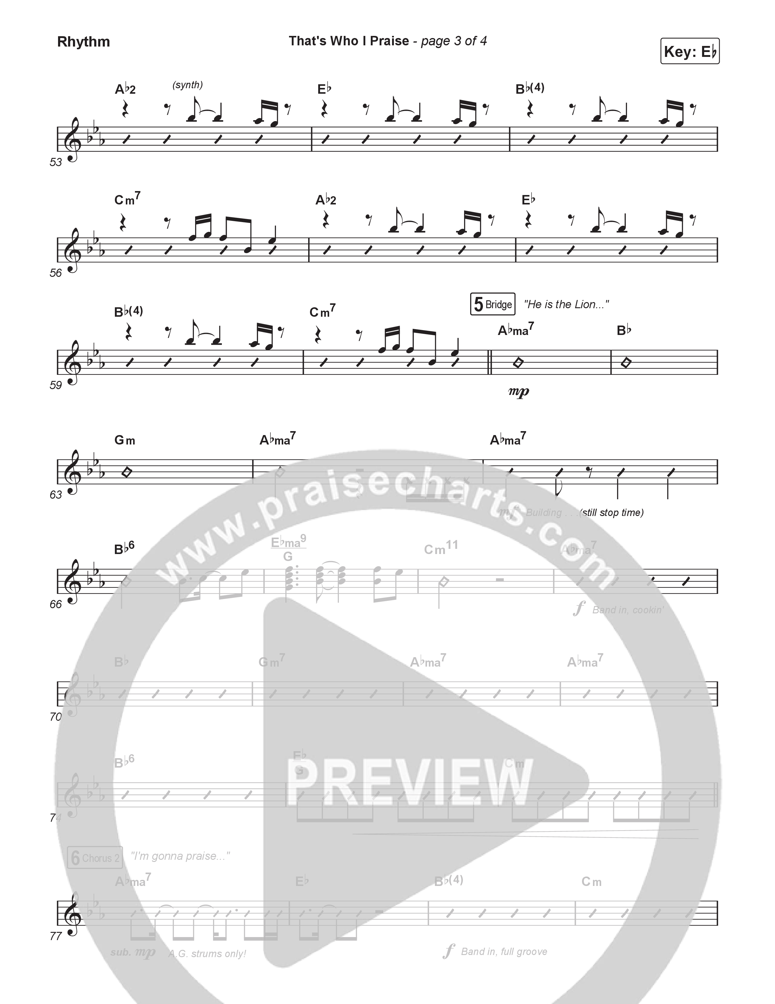 That's Who I Praise (Choral Anthem SATB) Rhythm Chart (Brandon Lake / Arr. Luke Gambill)
