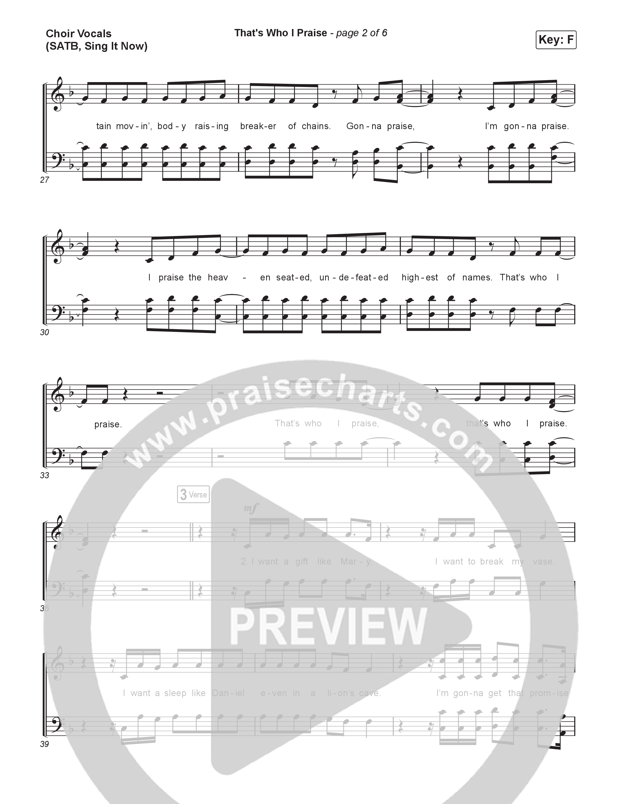 That's Who I Praise (Sing It Now) Choir Sheet (SATB) (Brandon Lake / Arr. Luke Gambill)