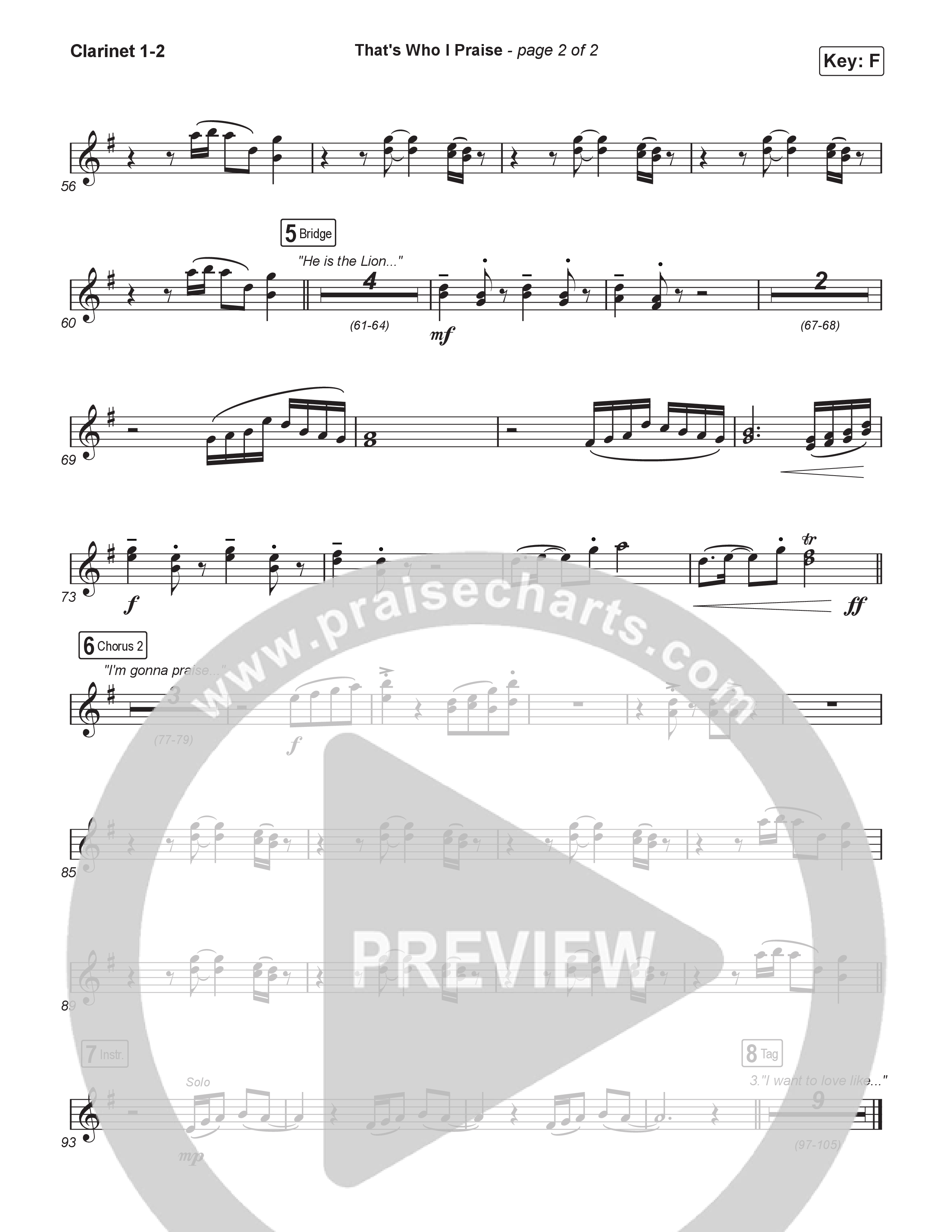 That's Who I Praise (Sing It Now) Clarinet 1/2 (Brandon Lake / Arr. Luke Gambill)