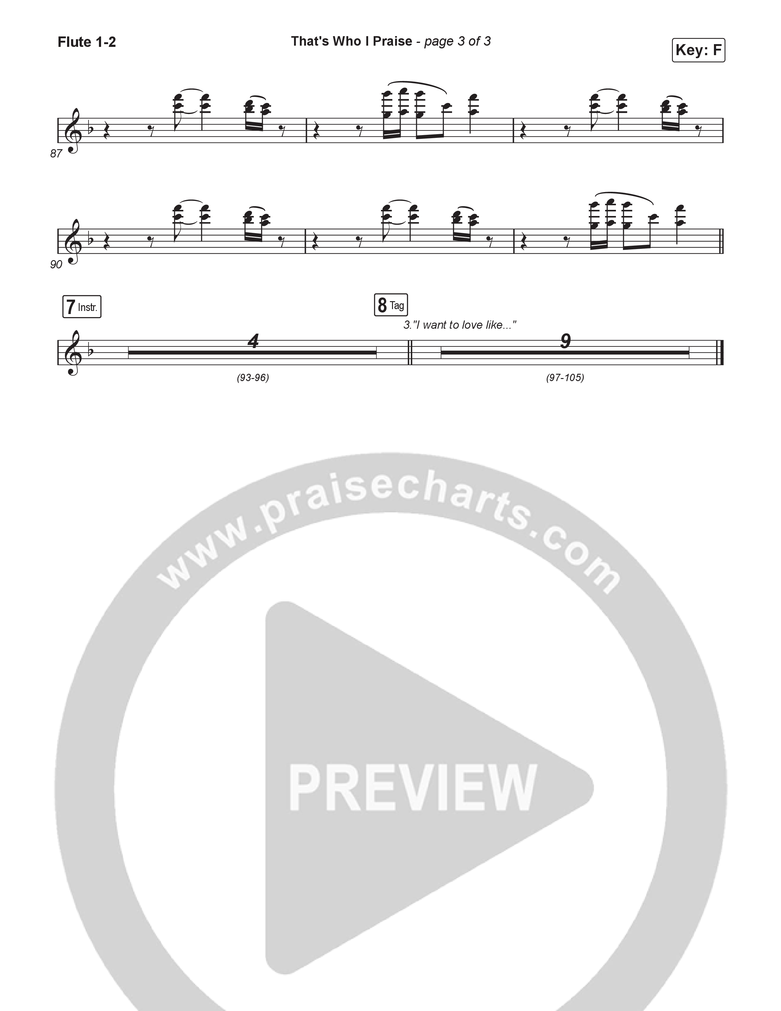 That's Who I Praise (Sing It Now) Flute 1/2 (Brandon Lake / Arr. Luke Gambill)
