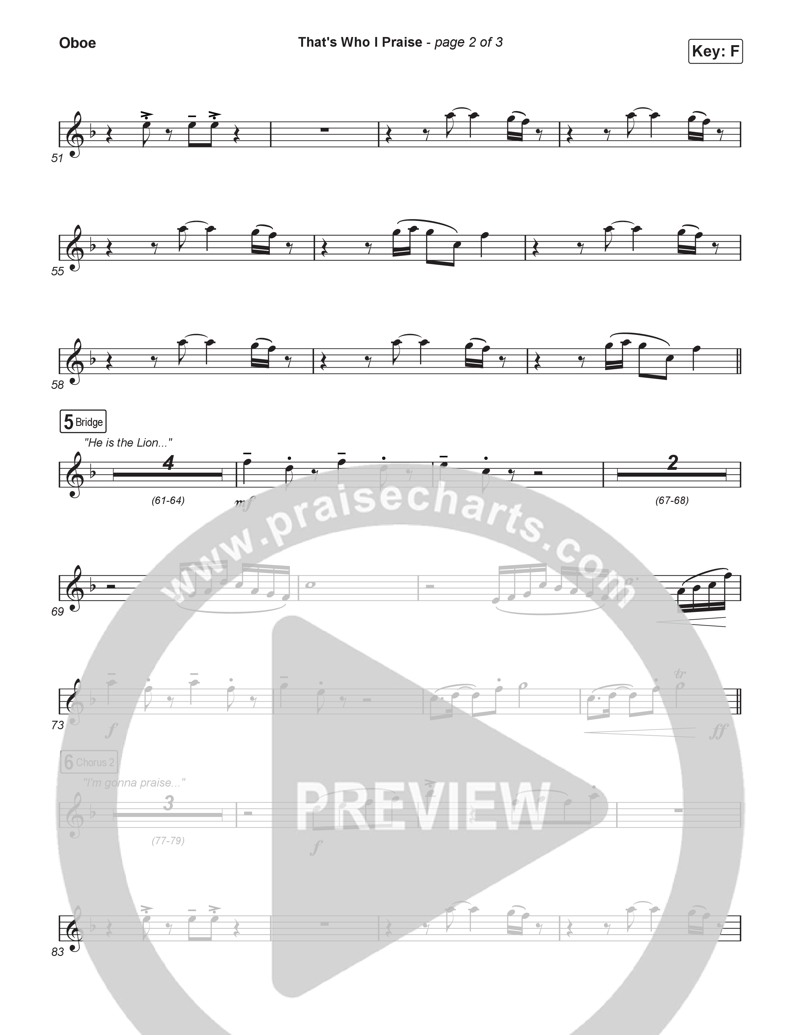 That's Who I Praise (Sing It Now) Oboe (Brandon Lake / Arr. Luke Gambill)