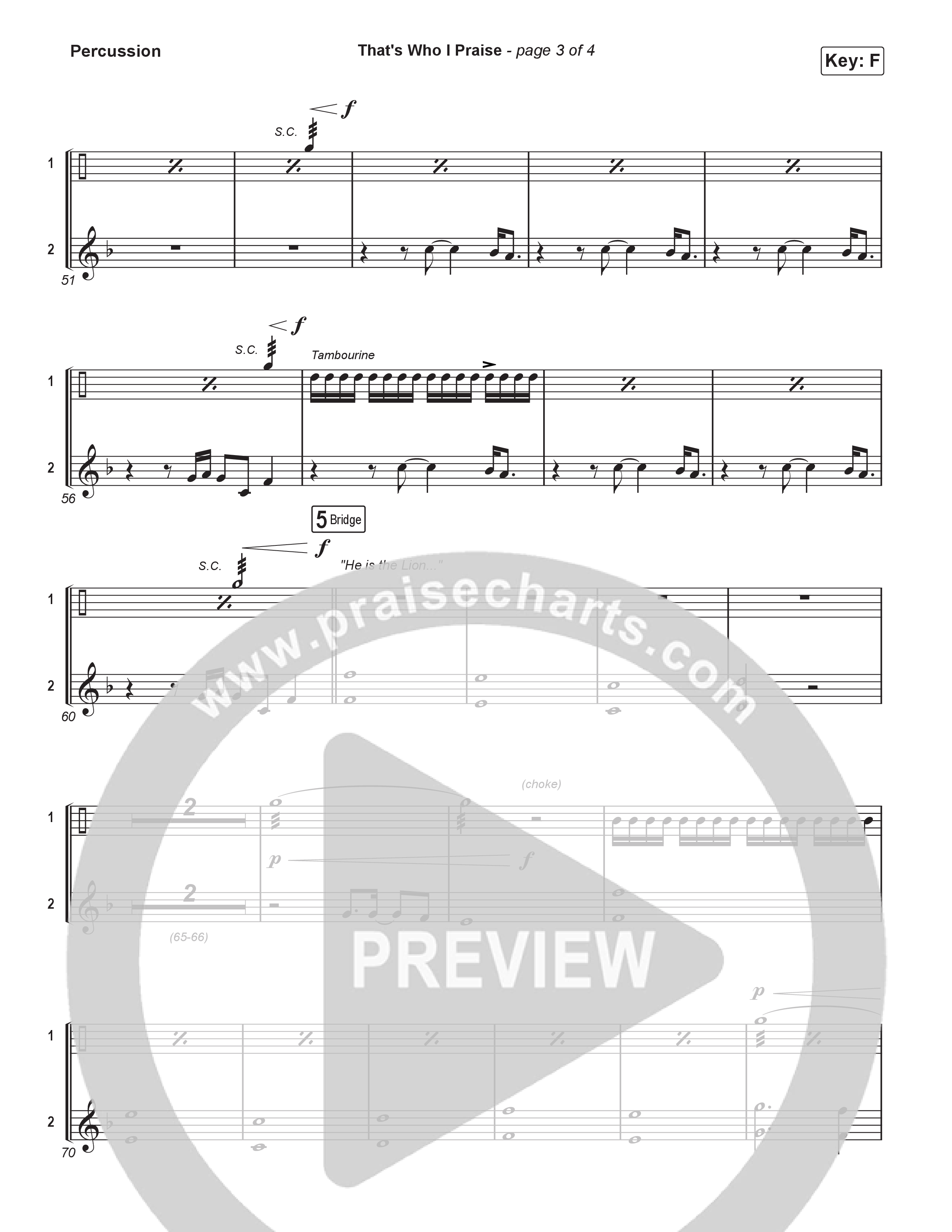 That's Who I Praise (Sing It Now) Percussion (Brandon Lake / Arr. Luke Gambill)