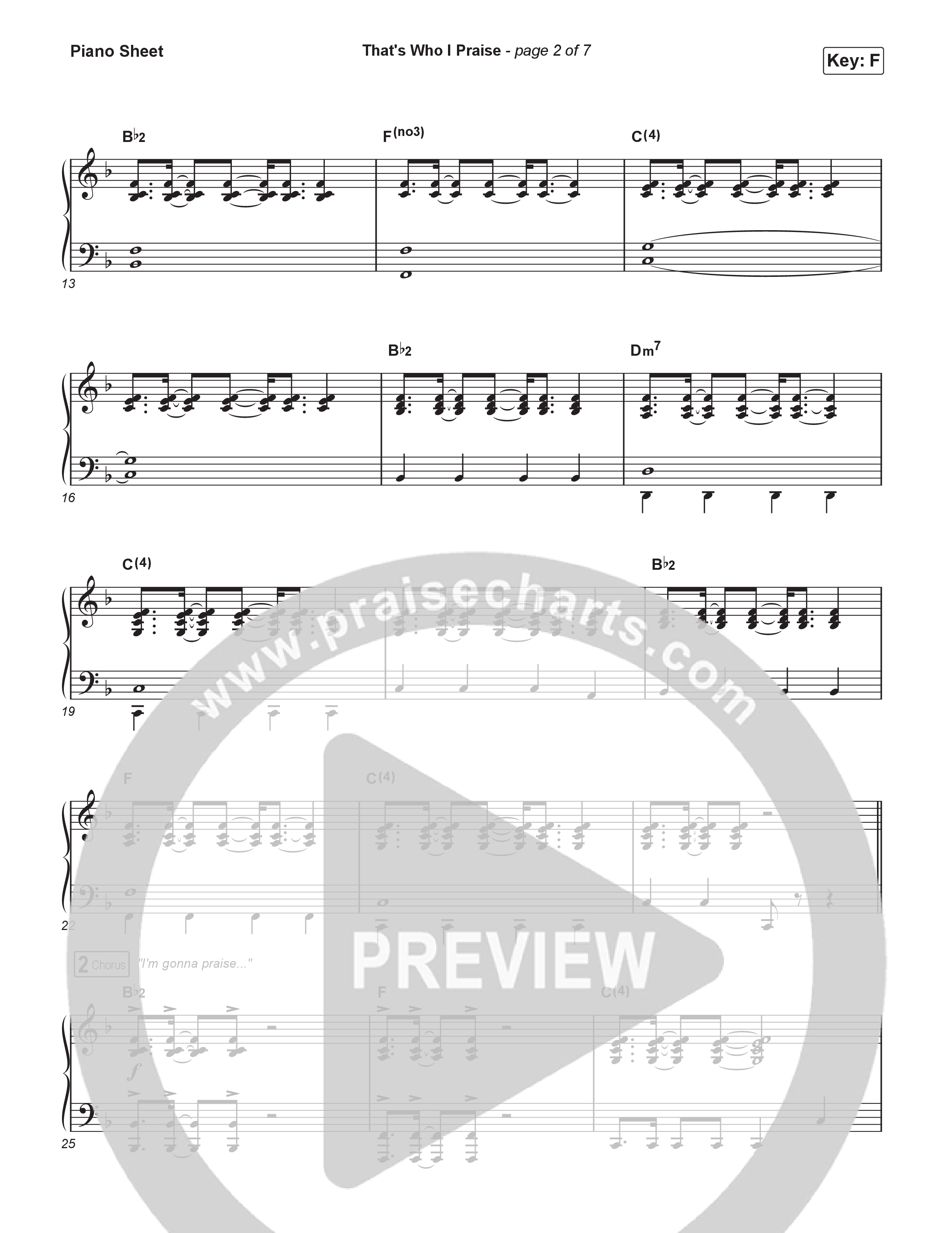 That's Who I Praise (Sing It Now) Piano Sheet (Brandon Lake / Arr. Luke Gambill)