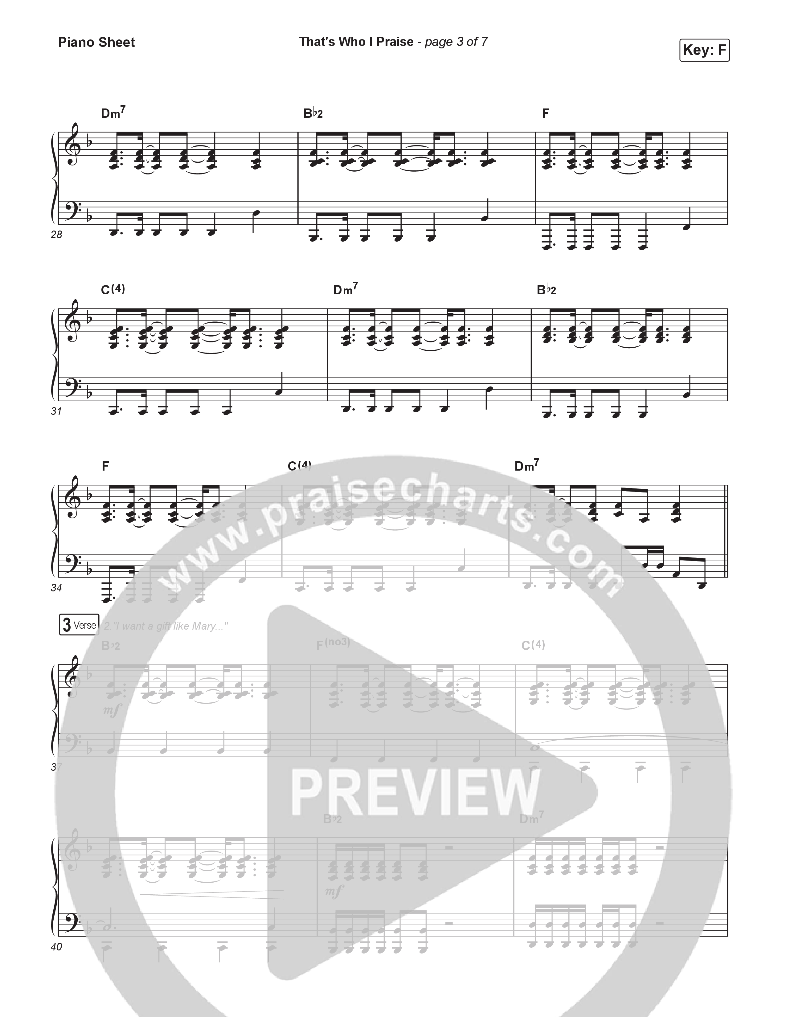 That's Who I Praise (Sing It Now) Piano Sheet (Brandon Lake / Arr. Luke Gambill)