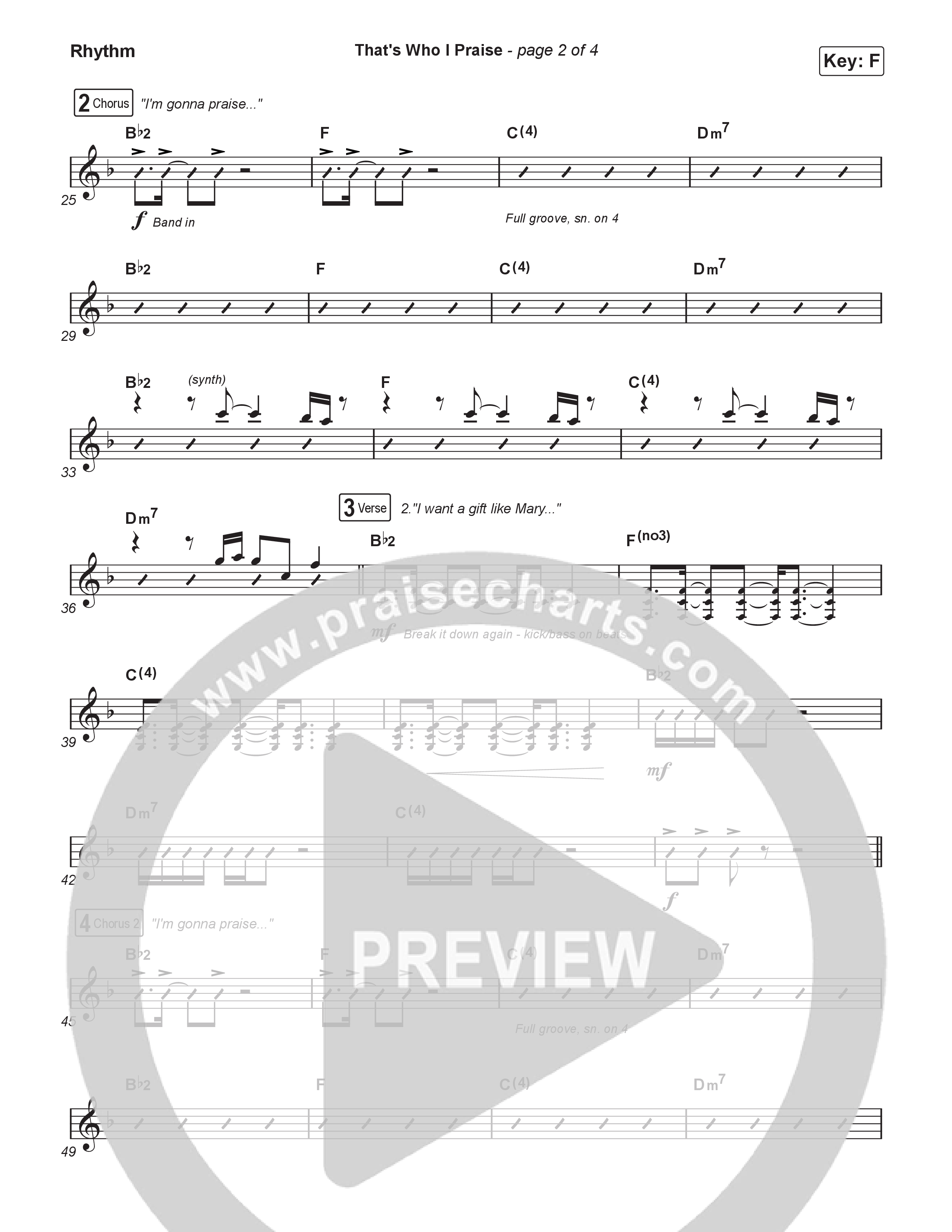 That's Who I Praise (Sing It Now) Rhythm Chart (Brandon Lake / Arr. Luke Gambill)