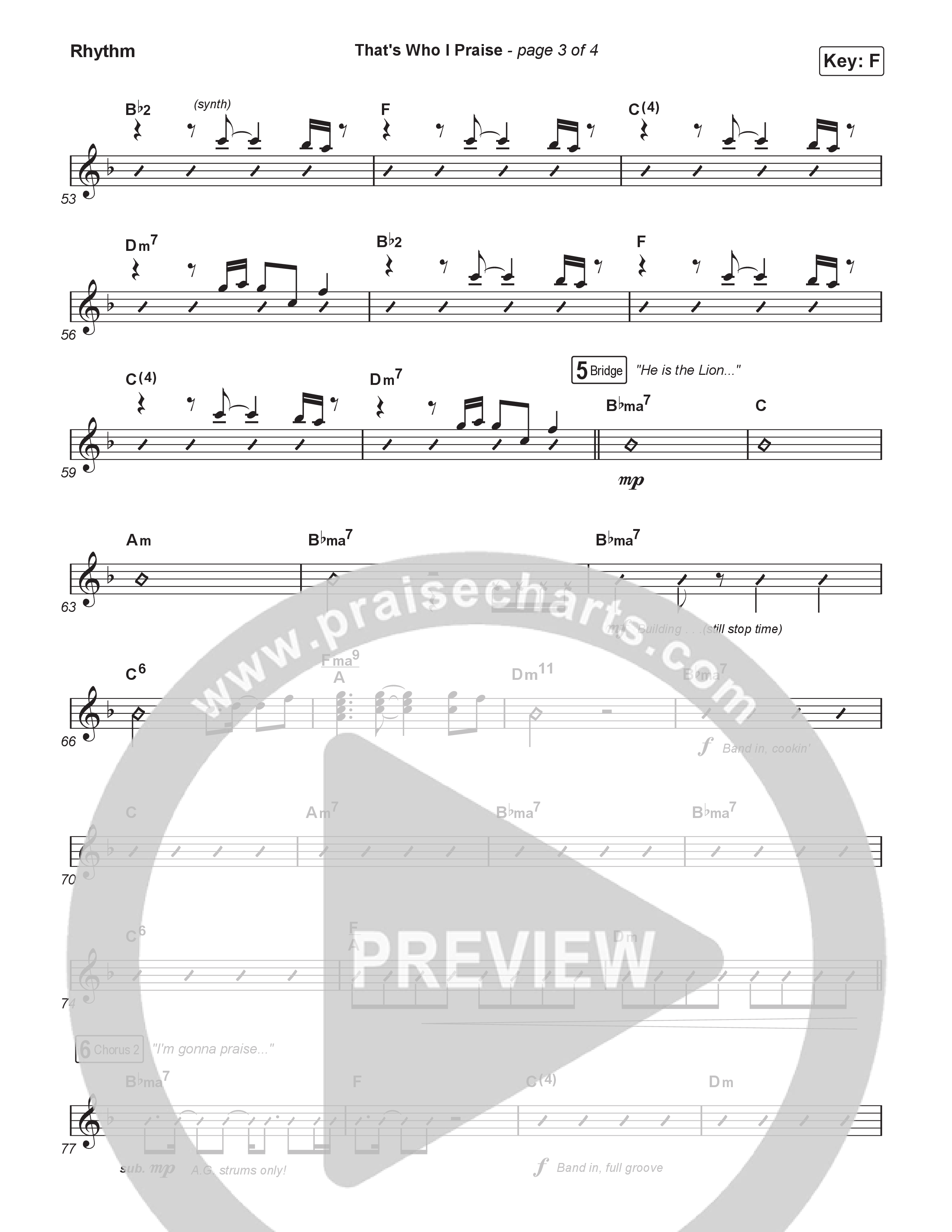 That's Who I Praise (Sing It Now) Rhythm Chart (Brandon Lake / Arr. Luke Gambill)