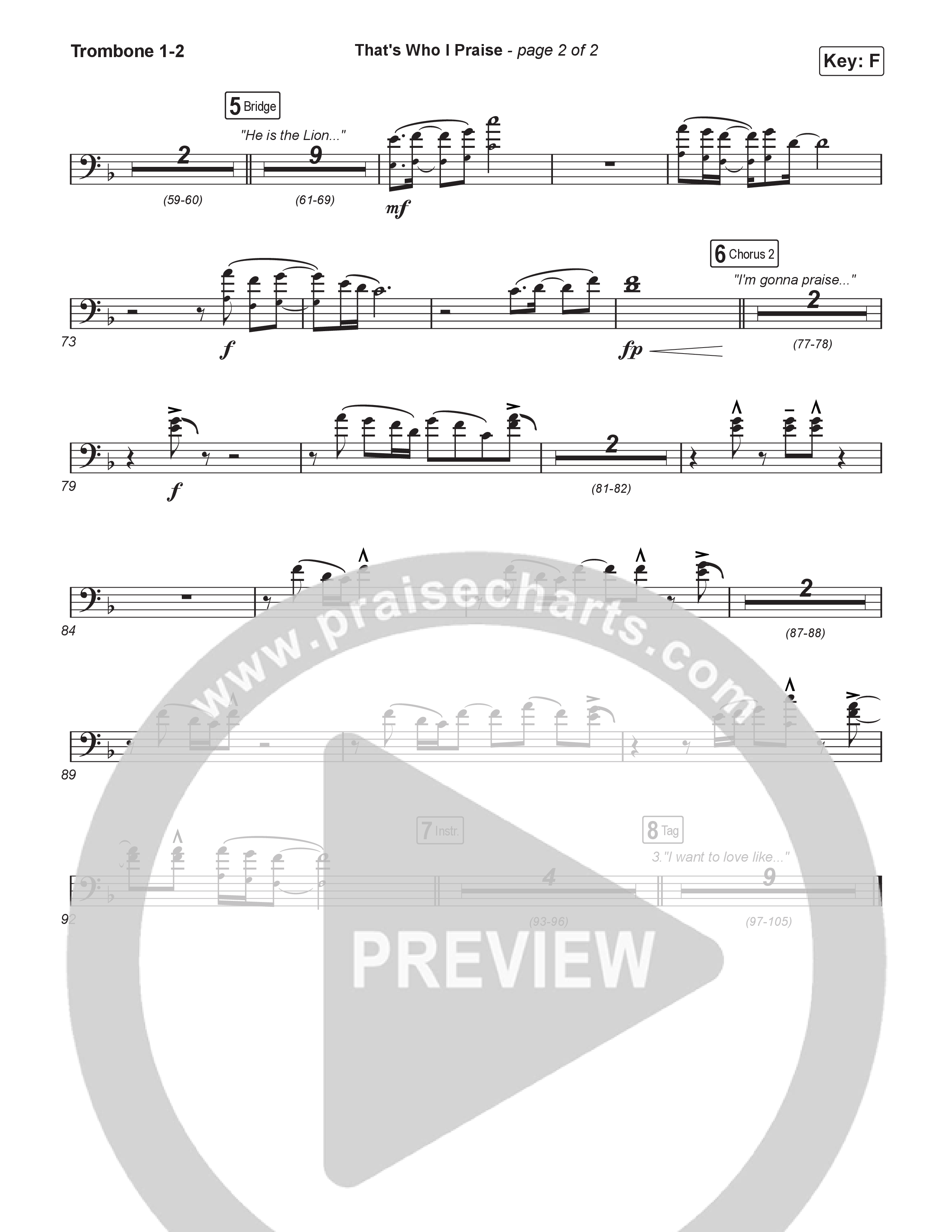 That's Who I Praise (Sing It Now) Trombone 1/2 (Brandon Lake / Arr. Luke Gambill)